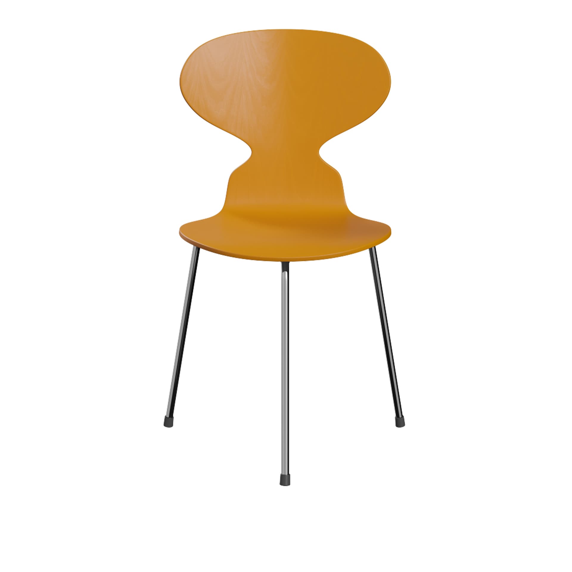 Fritz Hansen - Ant 3100 farget asketrefinér stålstativ krom burnt yellow - Spisestoler - Arne Jacobsen - Gul - Metall/Tre