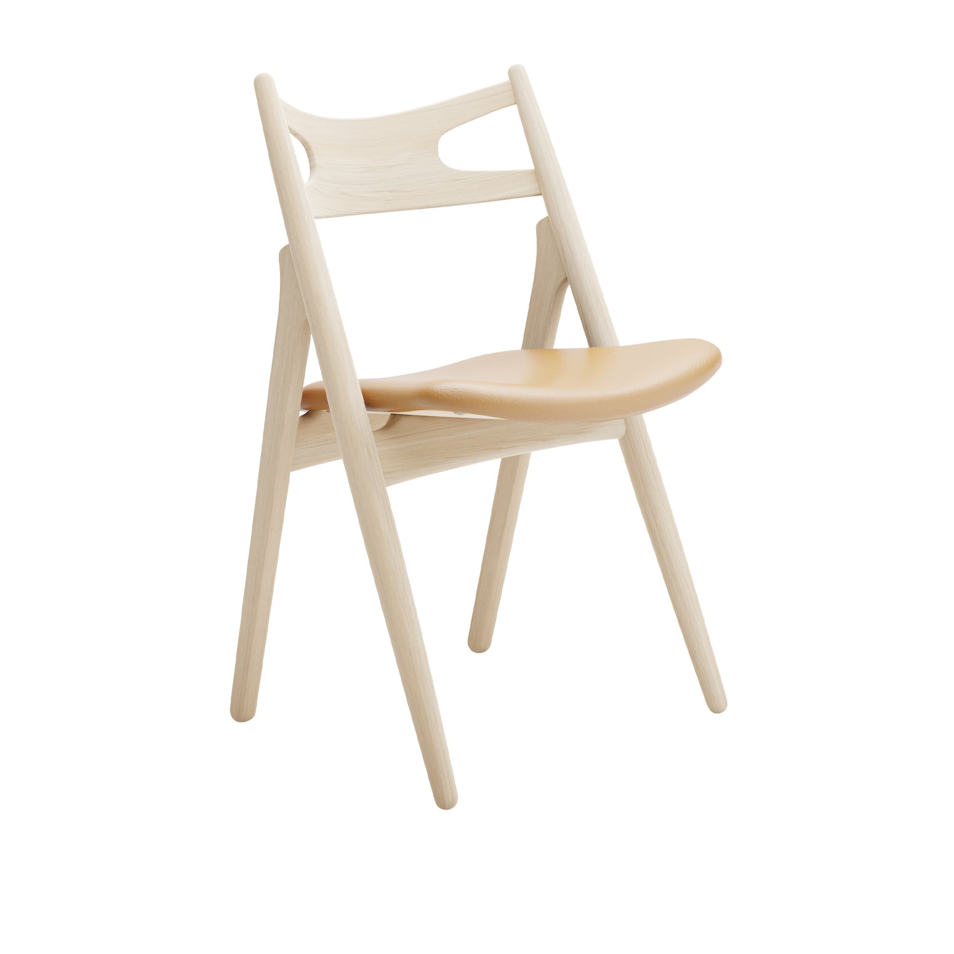 Carl Hansen - CH29P Sawbuck Chair, Tvålad Ek, Lädergrupp A Loke - 7050 - Spisestoler - Hans J. Wegner - Tre farget - Lær/Tre