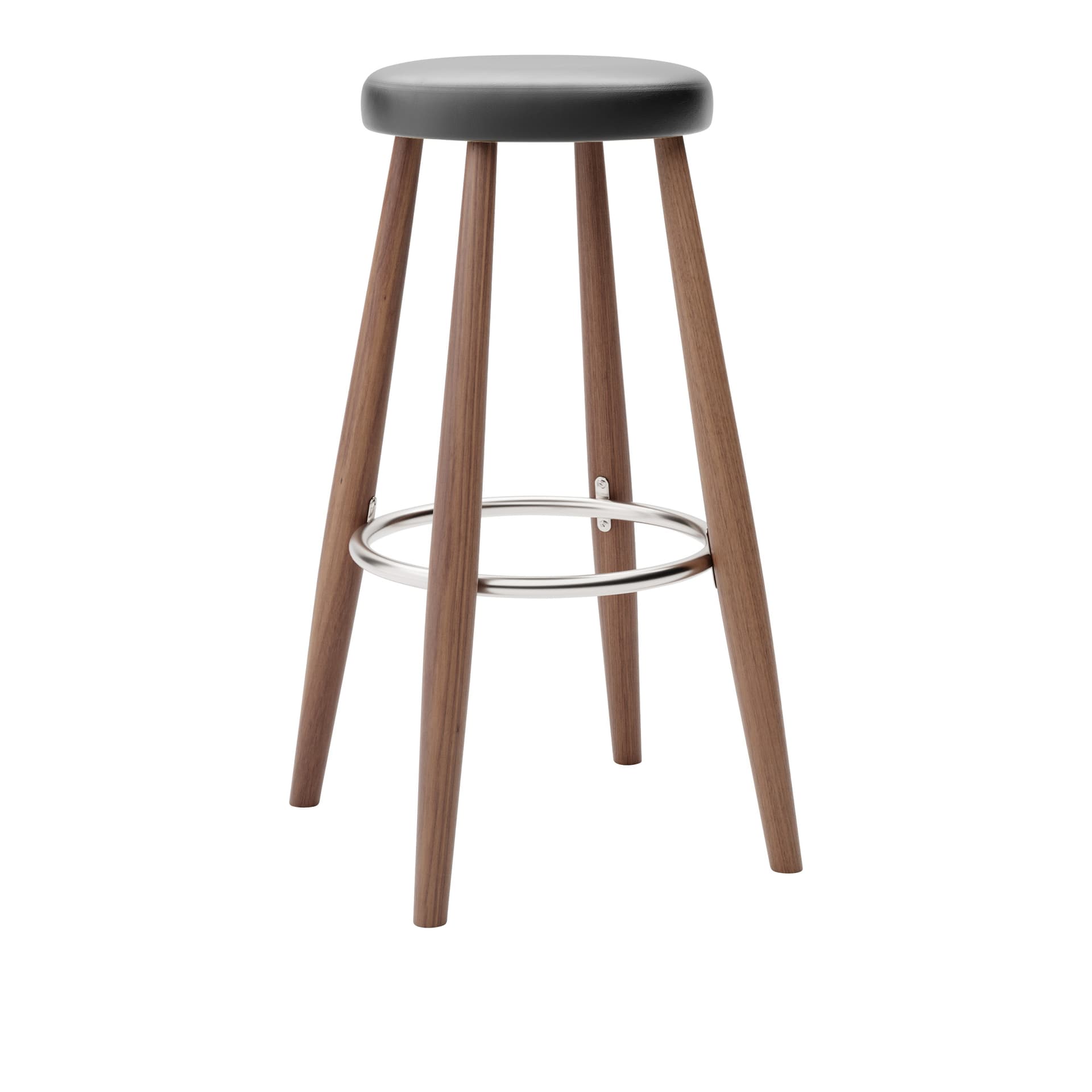 Carl Hansen - CH56 High Stool, Oljad Valnöt, Lädergrupp C Sif - 98 - Barstoler & barkrakker - Hans J. Wegner - Tre farget - Lær/Metall/Tre