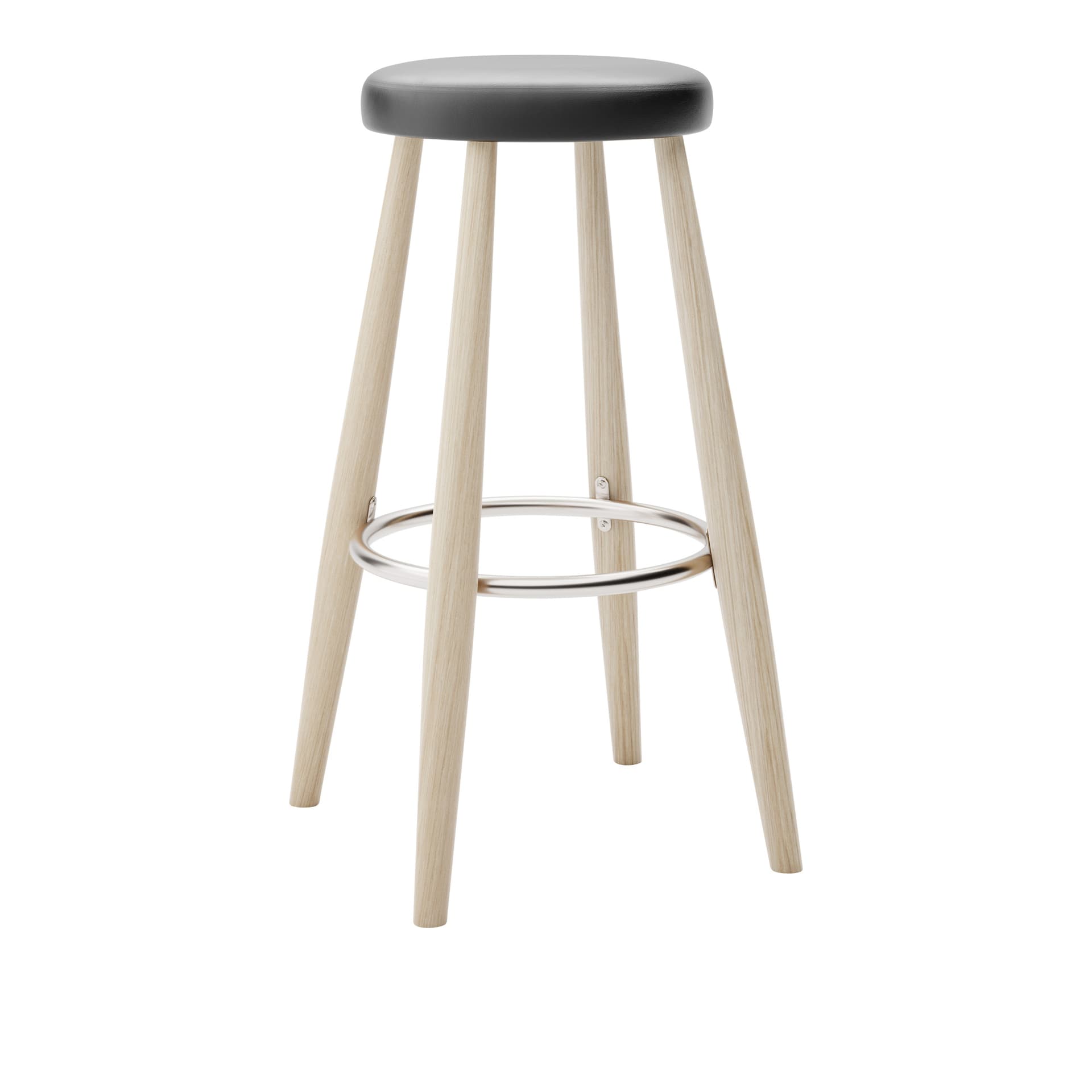 Carl Hansen - CH56 High Stool, Tvålad Ek, Lädergrupp C Sif - 98 - Barstoler & barkrakker - Hans J. Wegner - Tre farget - Lær/Metall/Tre