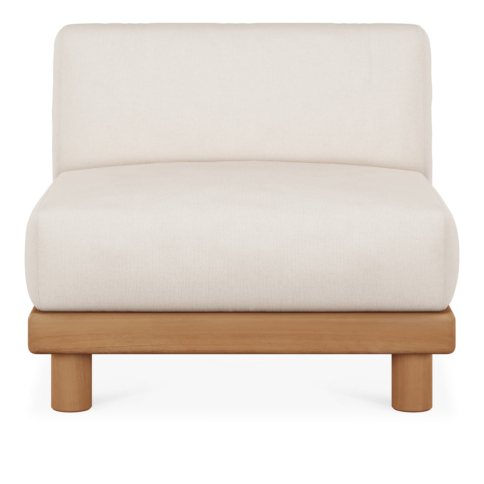 Ethnicraft - Monocle outdoor modular sofa - teak - White fabric - 1 seater - Utendørs sofaer - Jacques Deneef - Tre