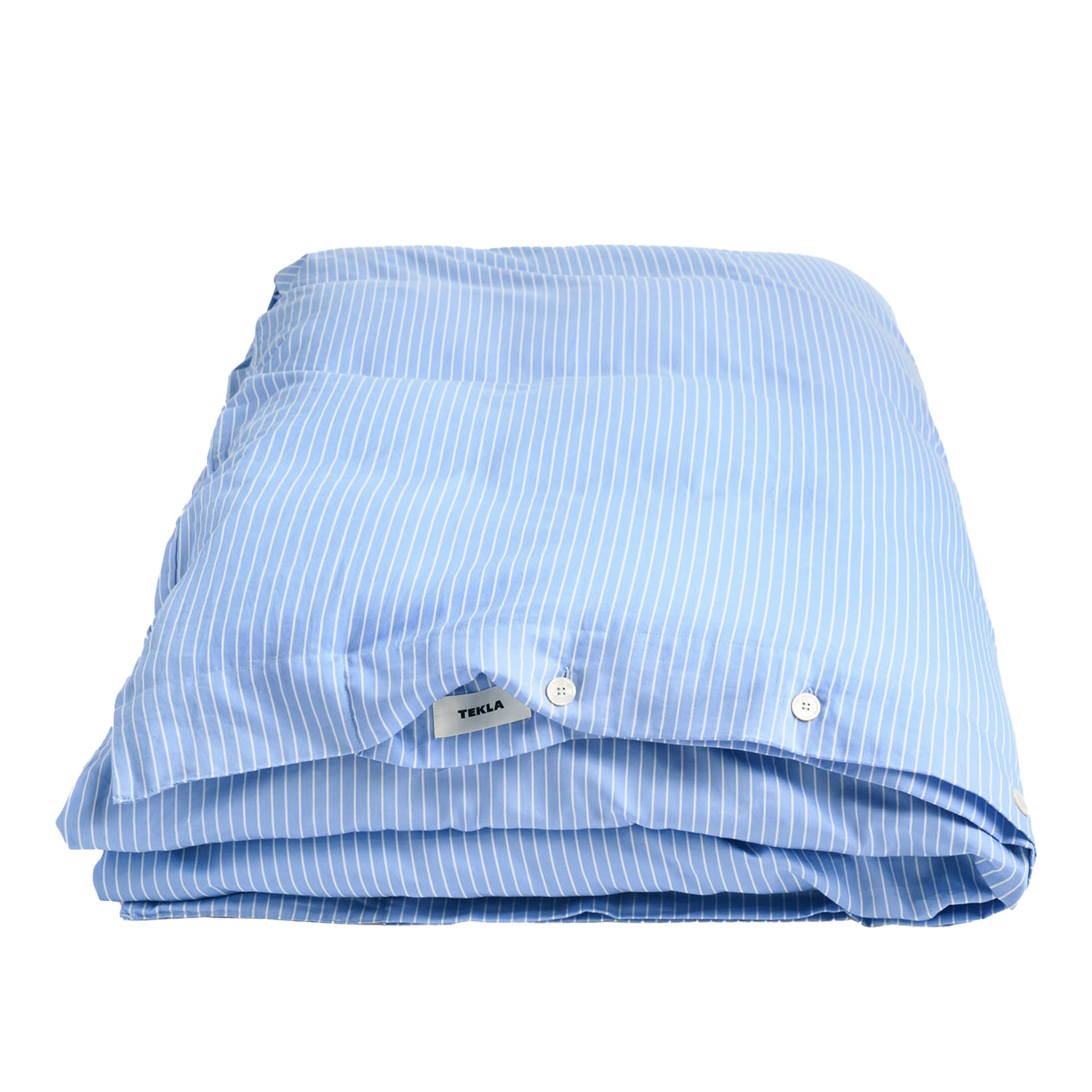 Tekla - Sateen Duvet Cover 220 x 220 cm Polo Stripes - Dynetrekk - Blå - Bomull