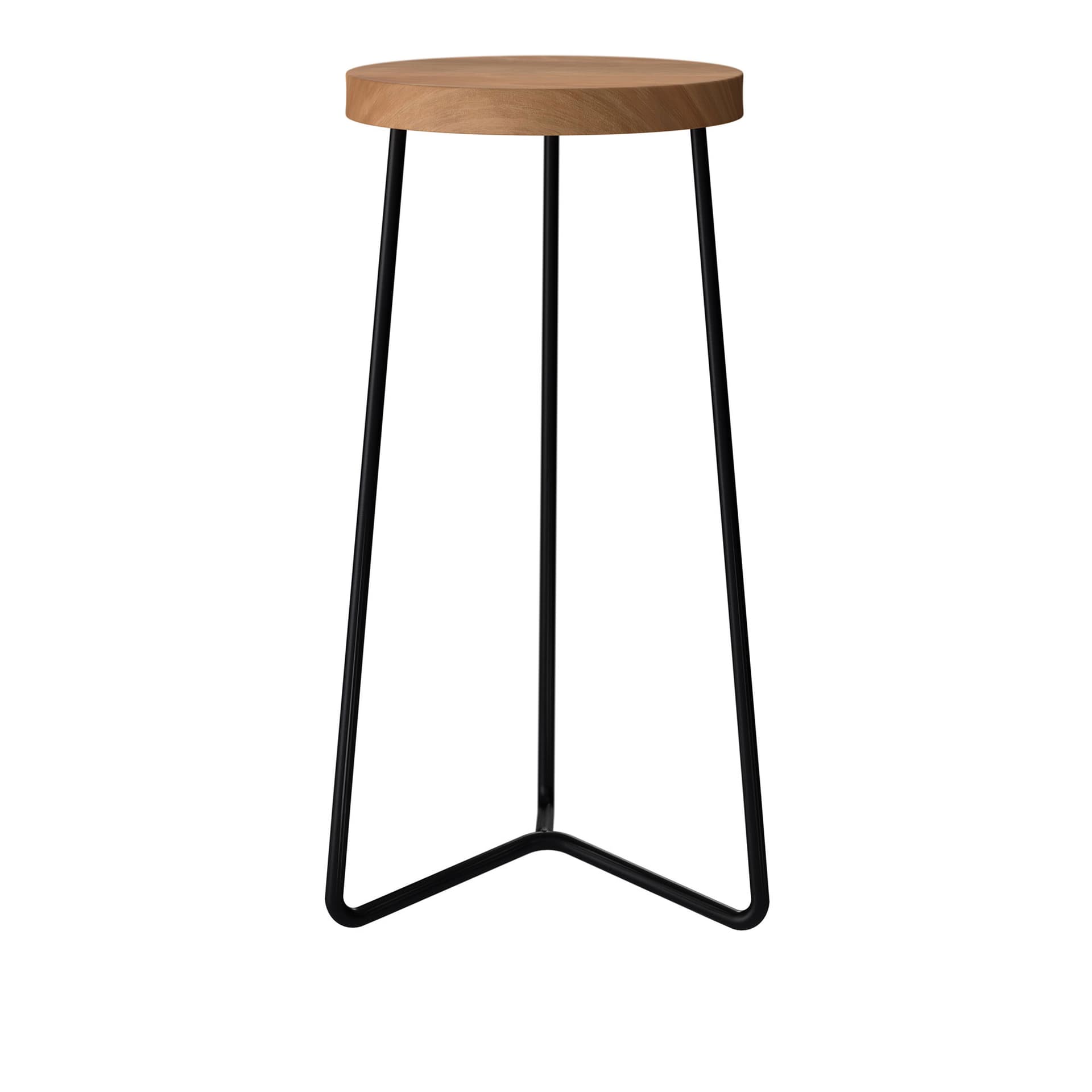 Grythyttan Stålmöbler - V1 Pall 63 cm Obehandlad Teak / Svart Stativ - Utendørs krakker & puffer - Tre farget