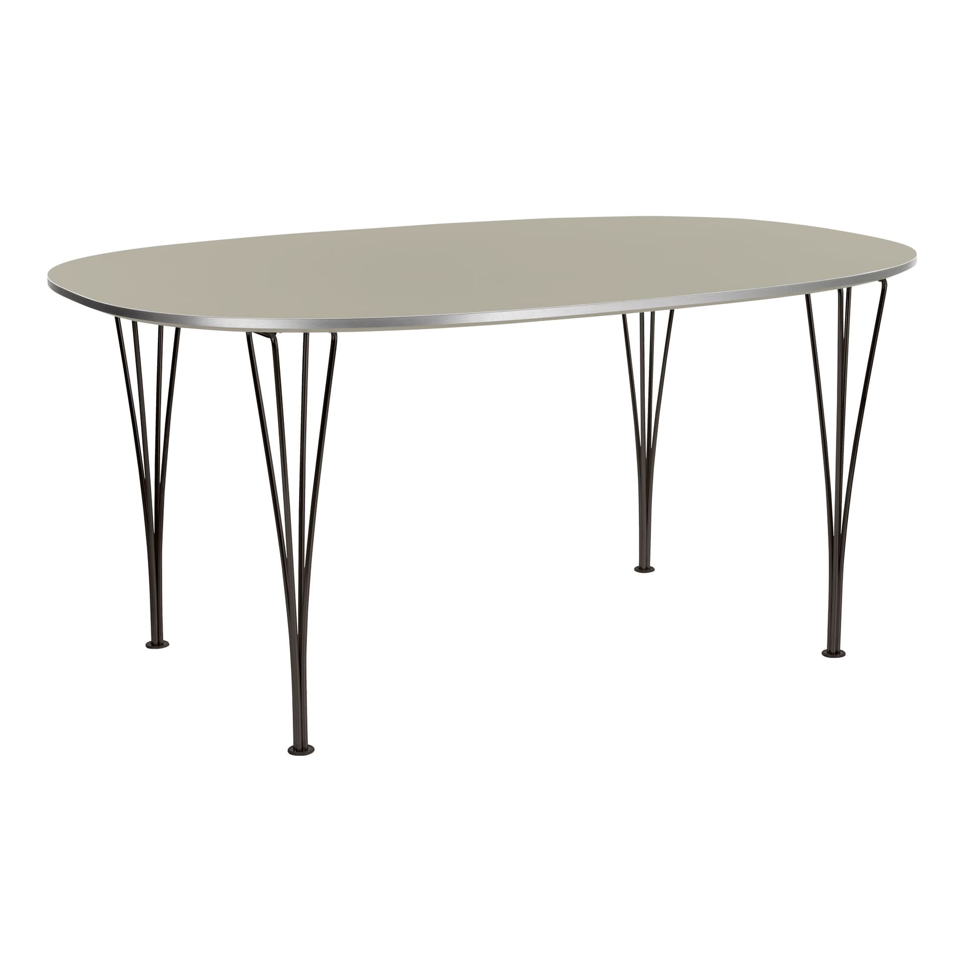 Fritz Hansen - Superellips B612 – 150x100 cm Grey Efeso/Warm Graphite - Spisebord - Arne Jacobsen,Bruno Mathsson,Piet Hein - Grå - Metall/Tre