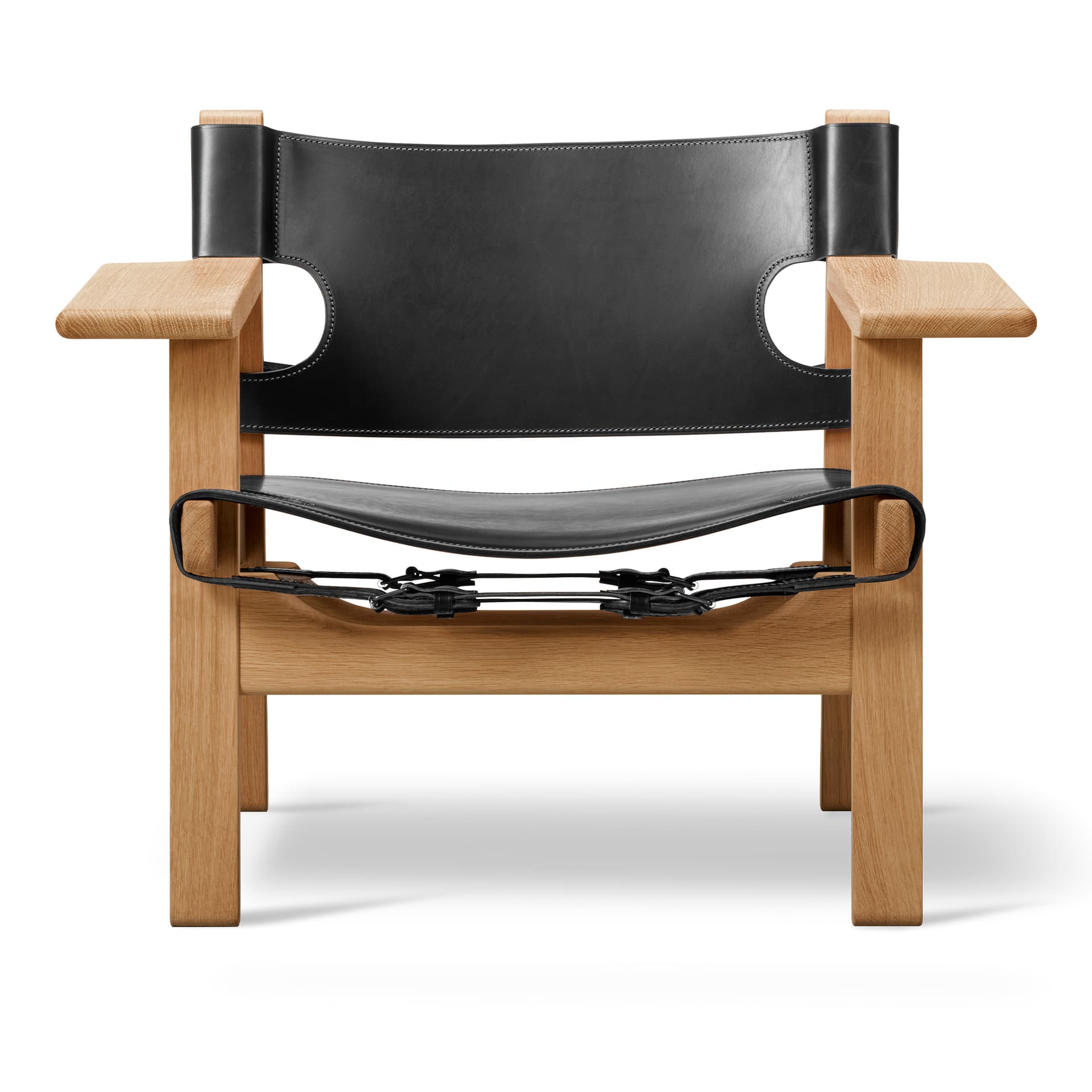 Fredericia Furniture - The Spanish Chair, Oljad ek, Svart läder - Lenestoler - Børge Mogensen - Svart - Lær/Tre