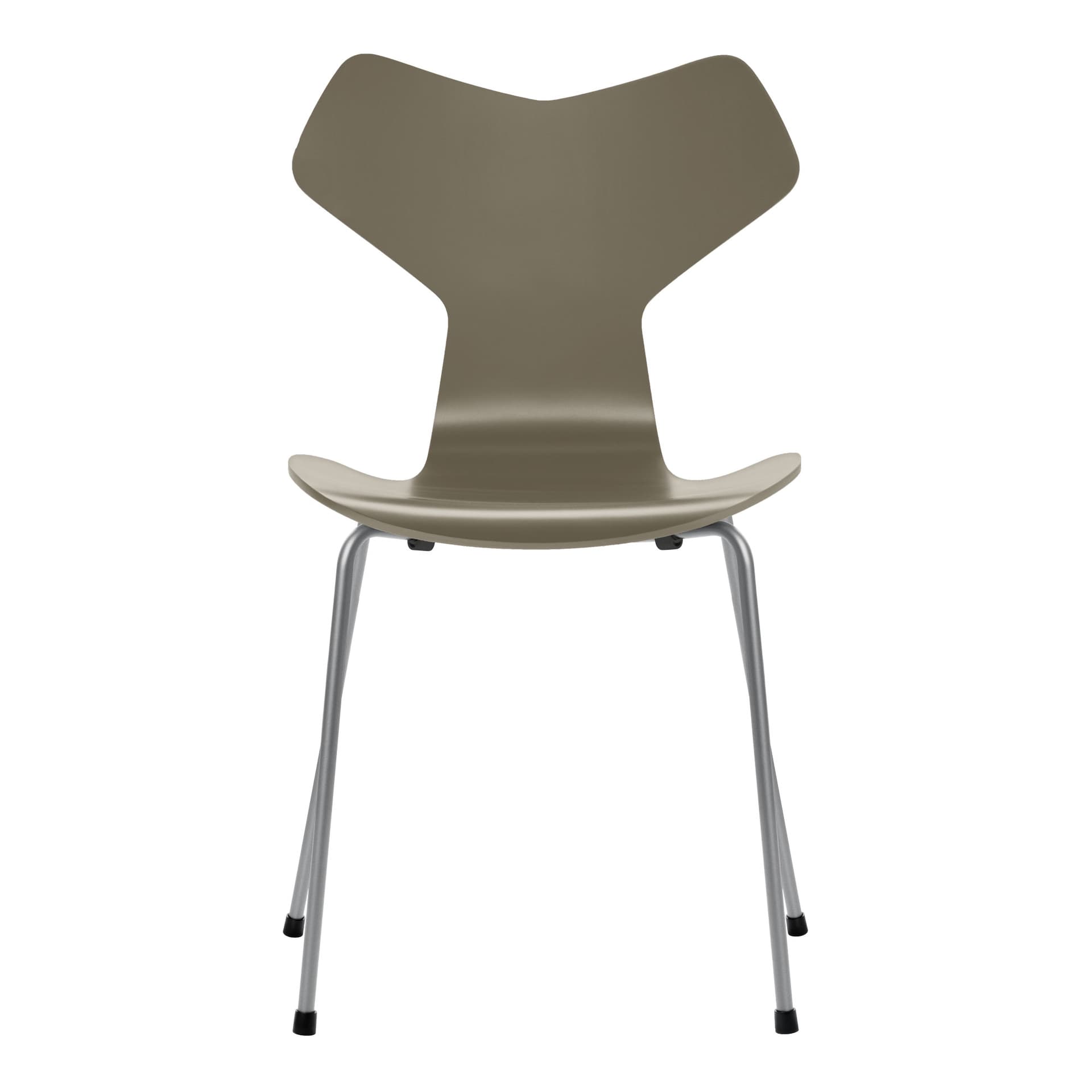 Fritz Hansen - Grand Prix 3130 Olive Green Lackad/Silver Grey - Spisestoler - Arne Jacobsen - Grønn - Metall/Tre