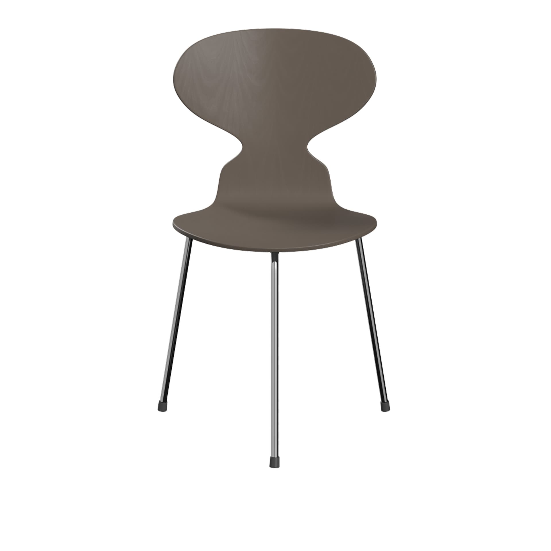 Fritz Hansen - Ant 3100 farget asketrefinér stålstativ krom deep clay - Spisestoler - Arne Jacobsen - Brun - Metall/Tre