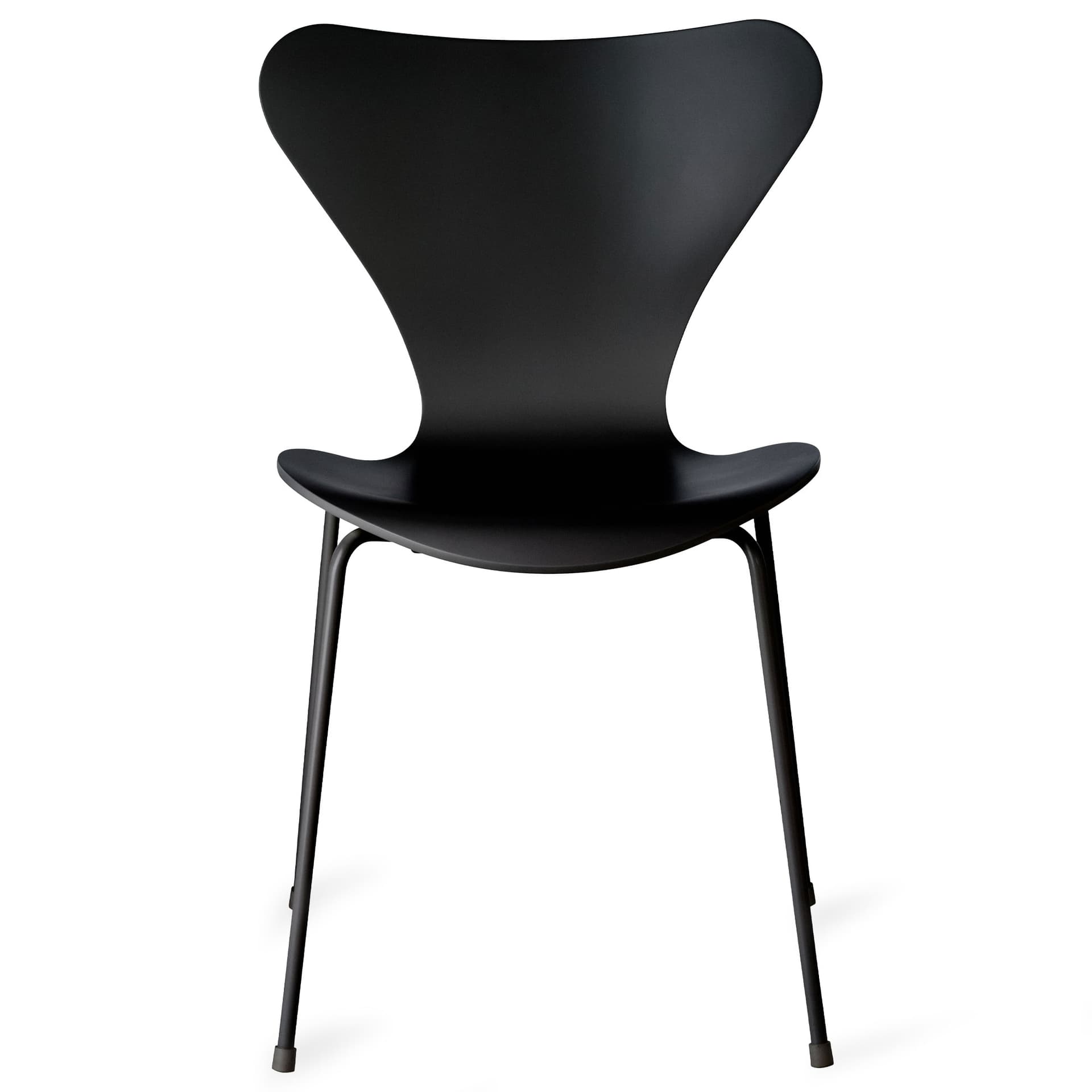 Fritz Hansen - Series 7 stol 3107 bøkfiner stålunderstell svart monochrome black - Spisestoler - Arne Jacobsen - Svart - Tre
