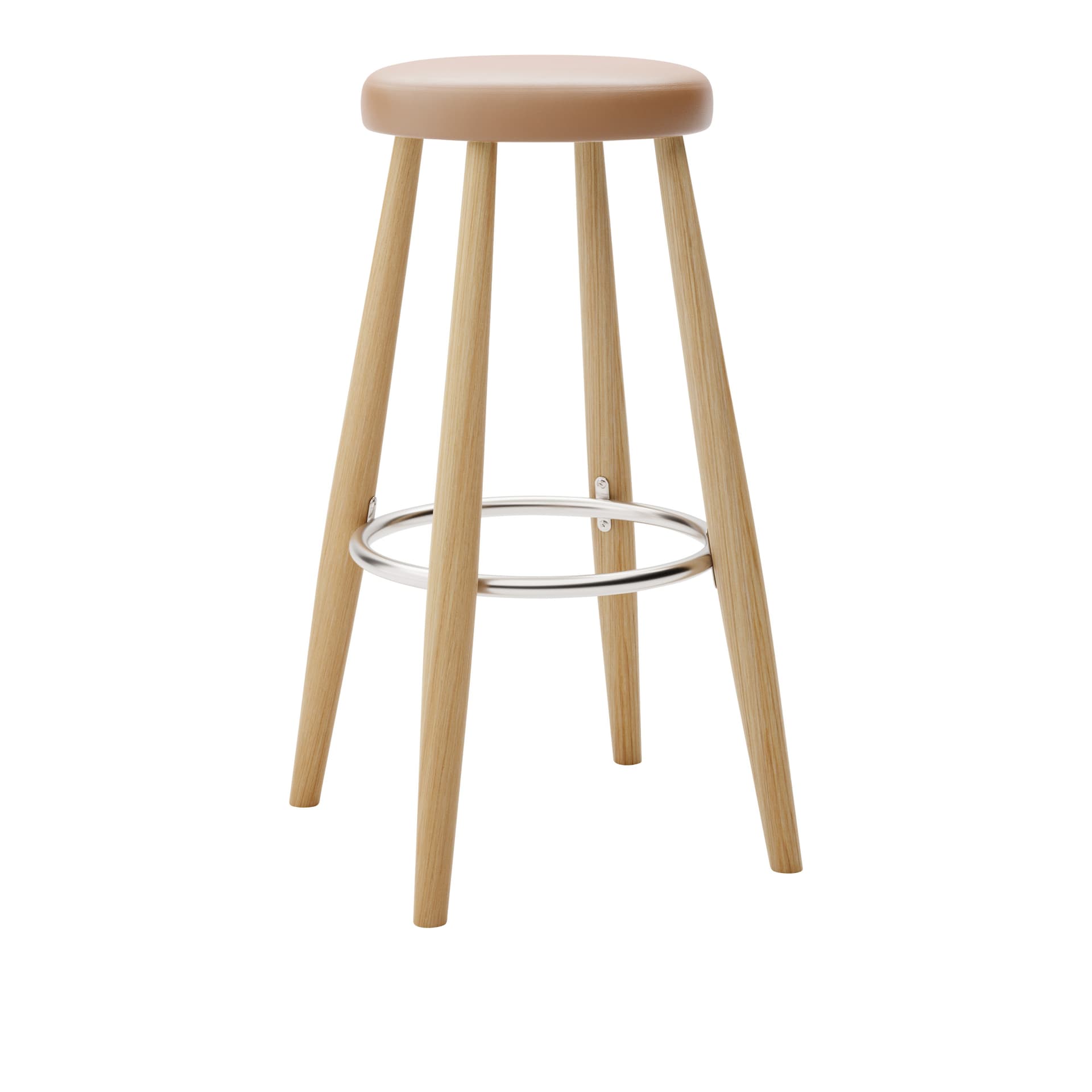 Carl Hansen - CH56 High Stool, Oljad Ek, Lädergrupp C Sif - 95 - Barstoler & barkrakker - Hans J. Wegner - Tre farget - Lær/Metall/Tre