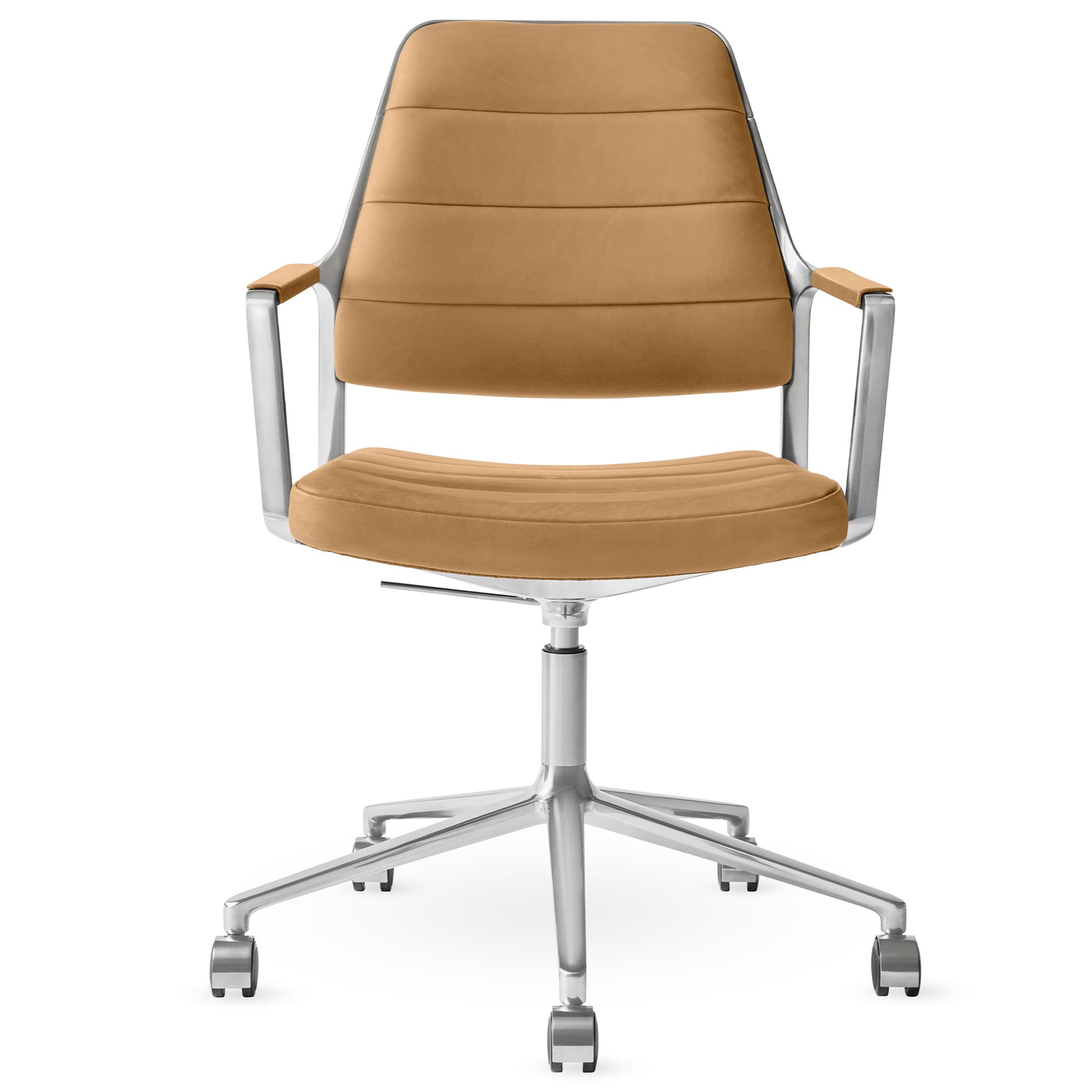 Vipp - Vipp455+ Swivel chair, polished, castors, Camel leather - Kontorstoler