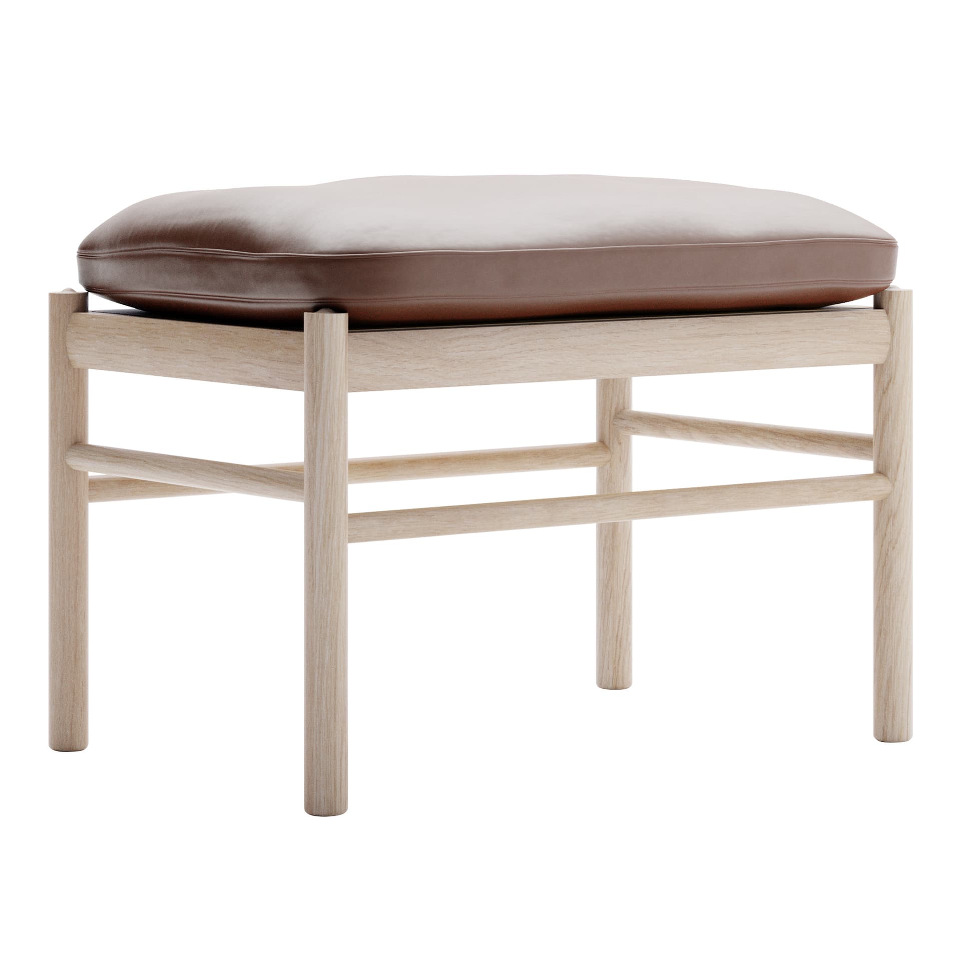 Carl Hansen - OW149F - Colonial Footstool, Vitoljad Ek, Lädergrupp C Sif - 92 - Skamler & Taburetter - Ole Wanscher - Brun - Lær/Tre