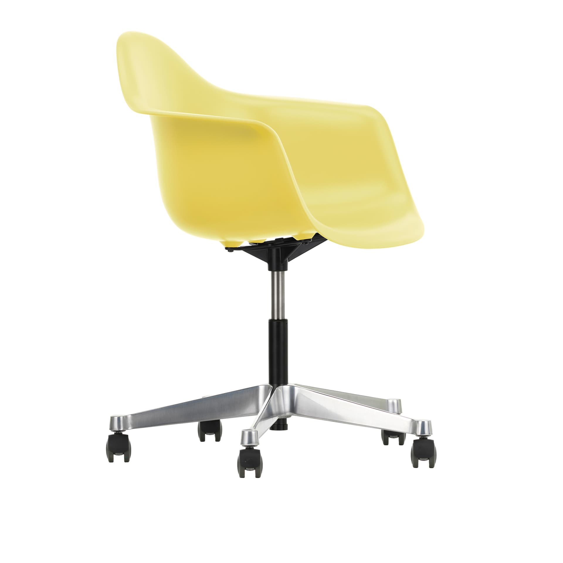 Vitra - Eames RE Plastic Armchair PACC 92 Citron, Castors Soft - Kontorstoler - Charles & Ray Eames - Gul