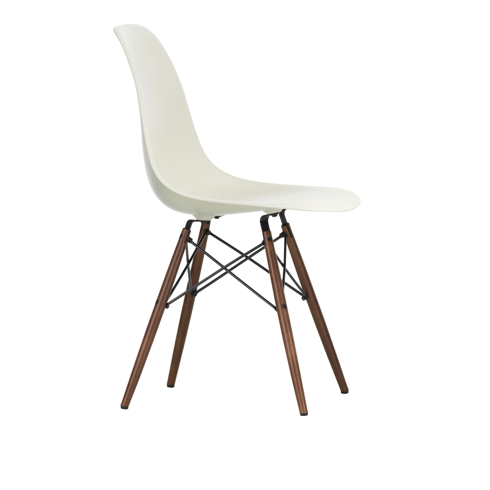 Vitra - Eames Plastic Chair DSW - 11 Pebble - Dark Maple - Spisestoler - Charles & Ray Eames - Hvit - Metall/Tre/Plast