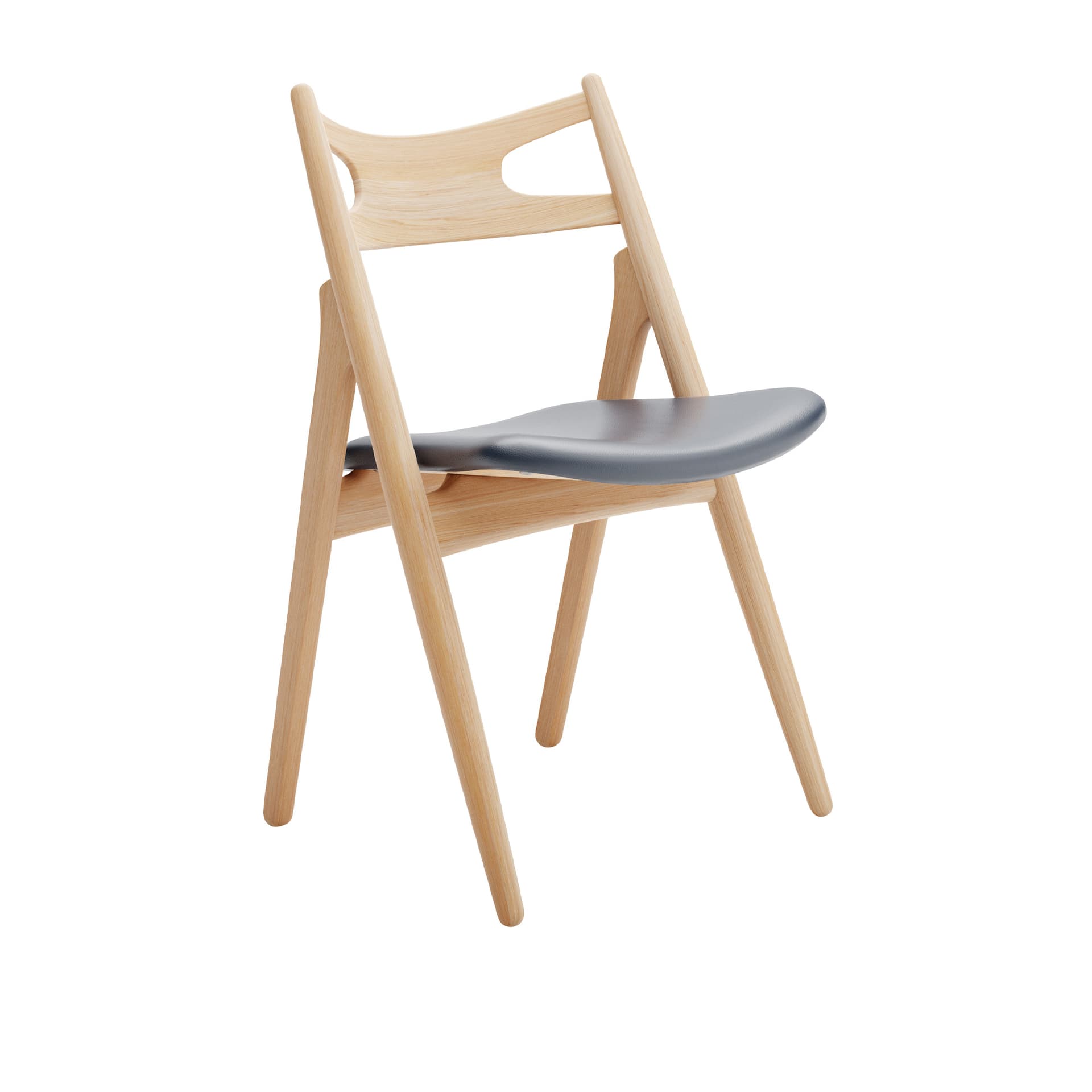 Carl Hansen - CH29P Sawbuck Chair, Oljad Ek, Lädergrupp B Thor - 350 - Spisestoler - Hans J. Wegner - Tre farget - Lær/Tre