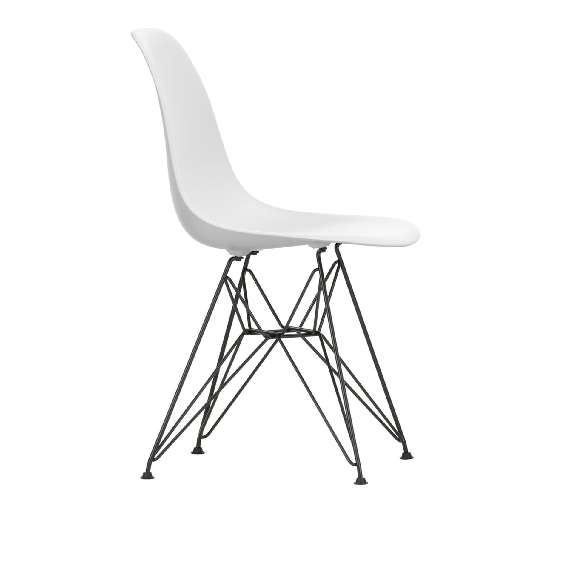 Vitra - Eames RE Plastic Chair DSR 85 Cotton White Basic Dark Base - Spisestoler - Charles & Ray Eames - Hvit - Metall/Plast