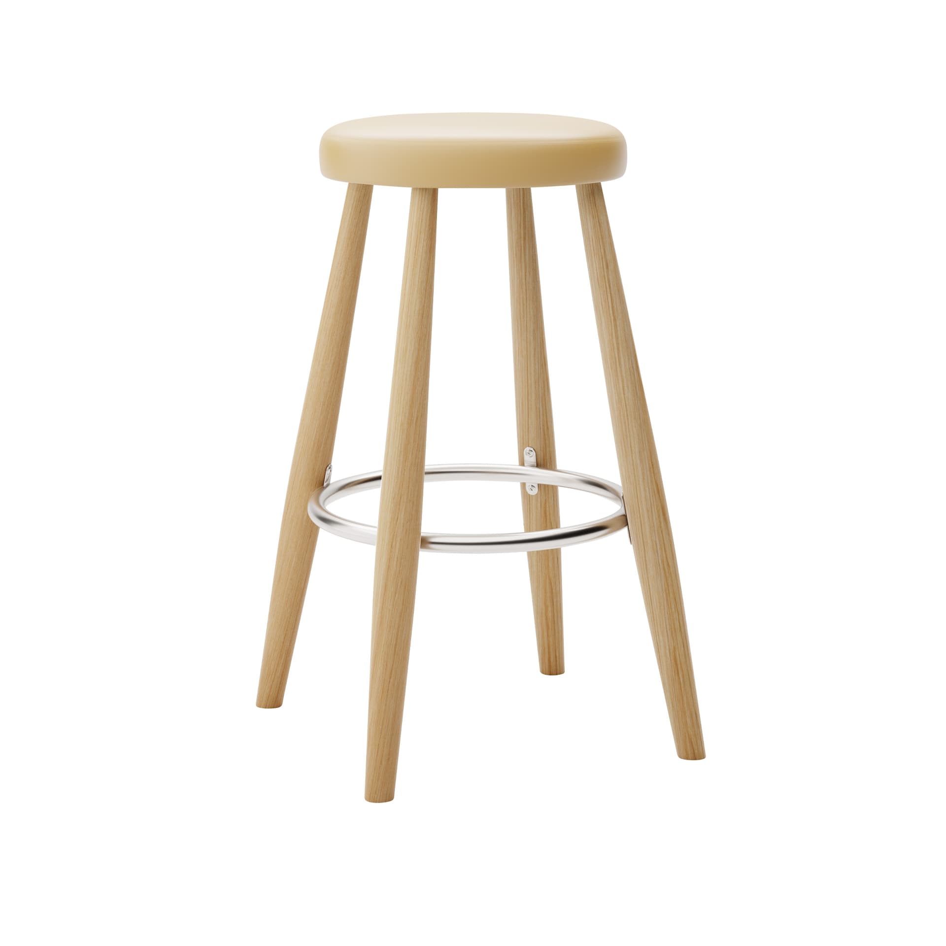 Carl Hansen - CH58 Low Stool, Oljad Ek, Lädergrupp B Thor - 325 - Barstoler & barkrakker - Hans J. Wegner - Tre farget - Lær/Metall/Tre