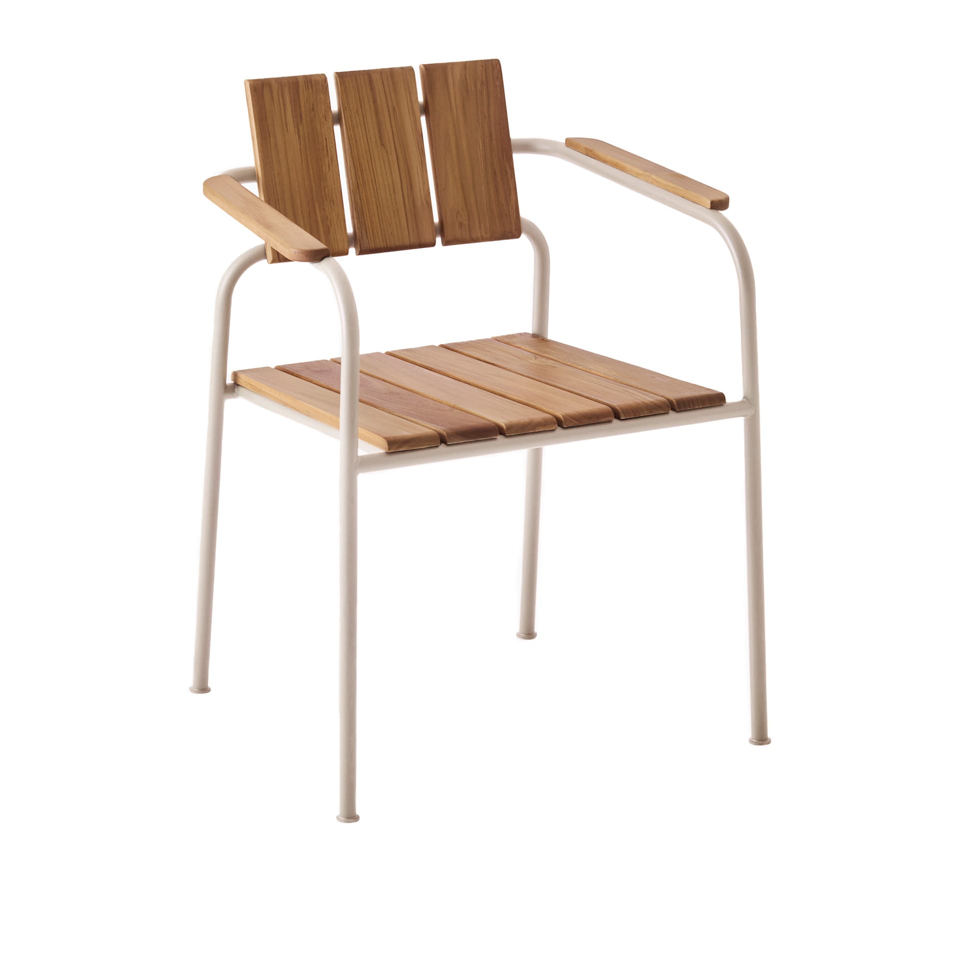 A Huseby - Kallio outdoor dining chair with armrests ivory - Utendørs spisebordstoler - Sami Kallio - Hvit - Metall/Tre