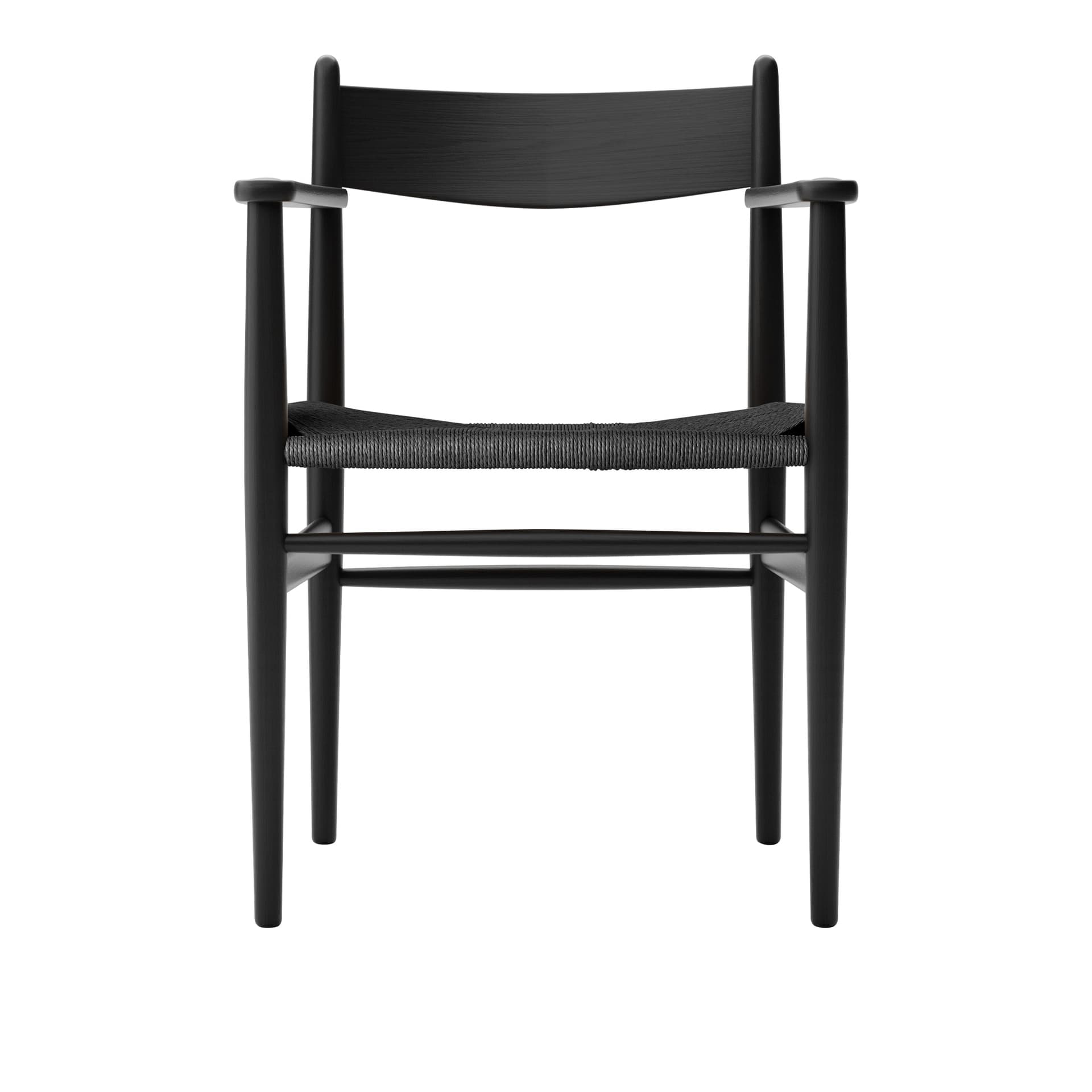 Carl Hansen - CH37, Svartlackad Ek, Svartflätat papperssnöre - Spisestoler - Hans J. Wegner - Svart - Tre