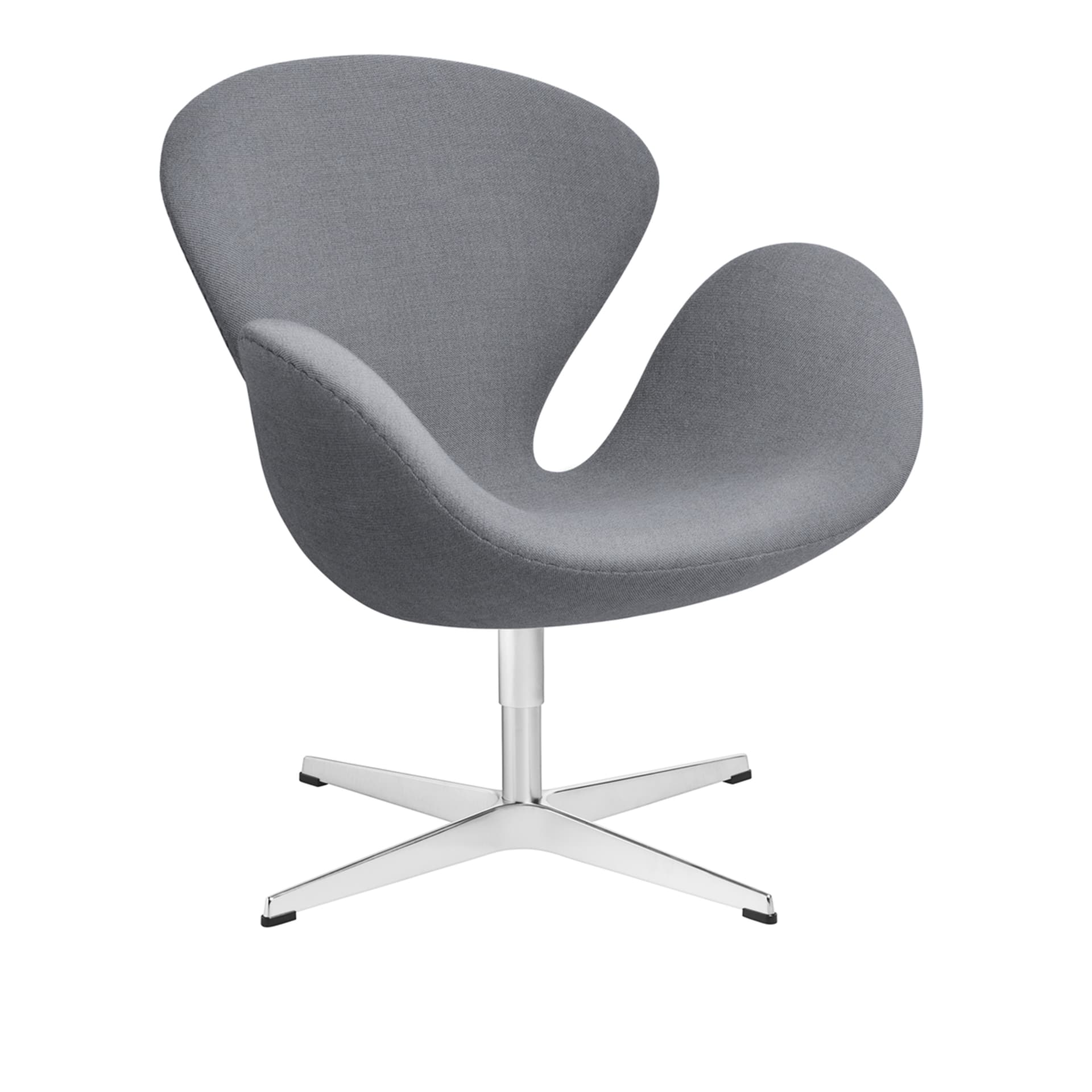 Fritz Hansen - 3320 Svanen Fåtölj, Light Grey Uni 1170 Christianshavn Fabric, Snurrbar stjärnfot - Svingbare lenestoler - Arne Jacobsen - Grå - Metall/Skum/Ull