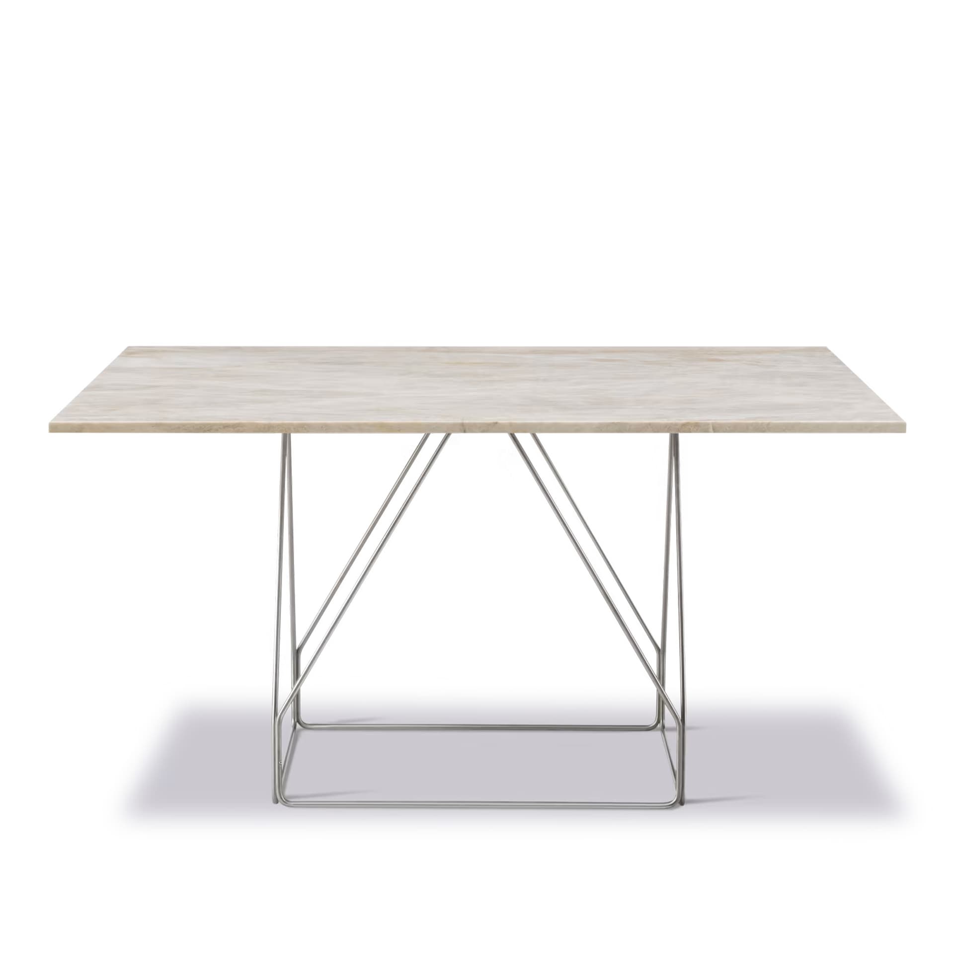 Fredericia Furniture - JG Table - 140x140 cm - Ivory Quartzite - Brushed stainless steel - Spisebord - Jørgen Gammelgaard