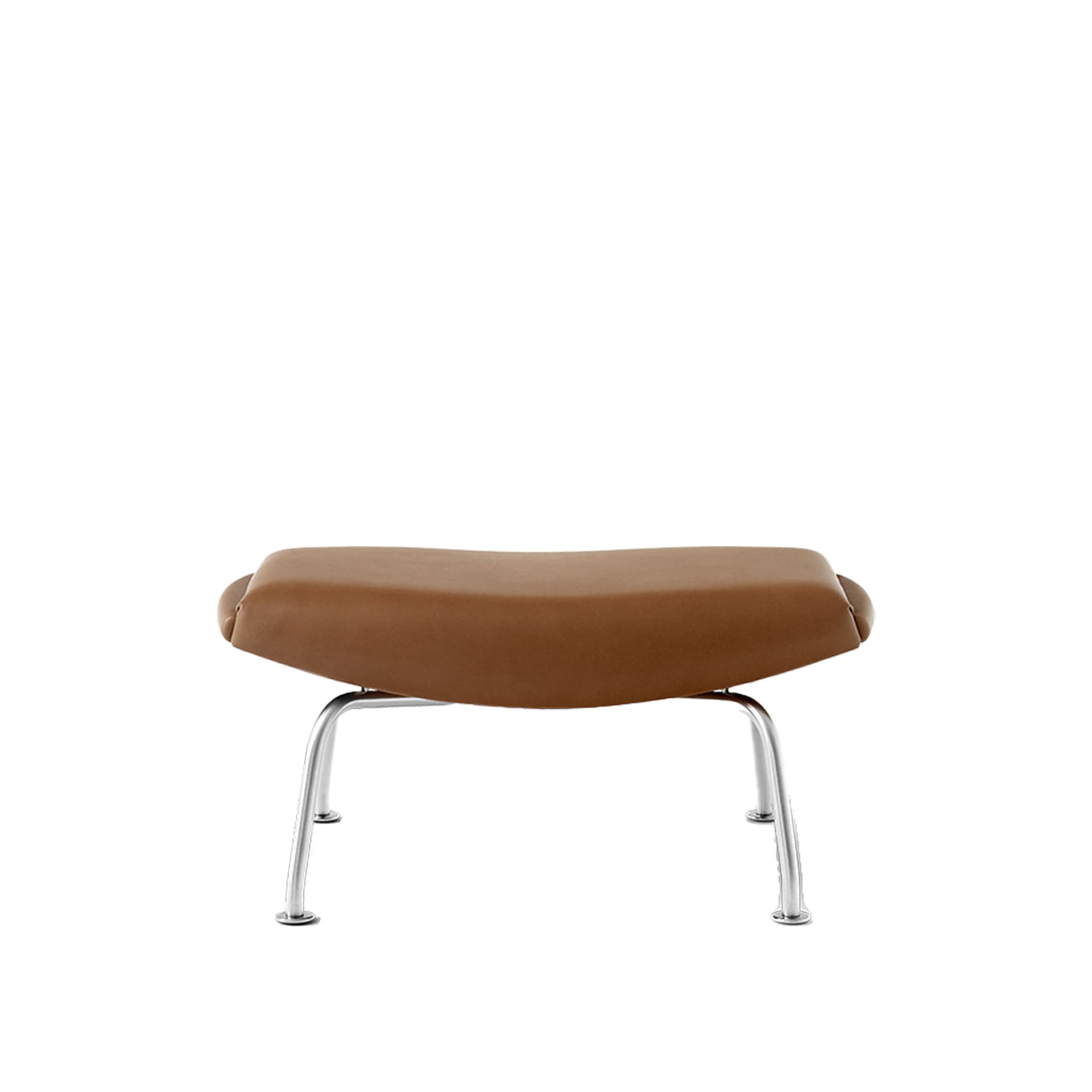 Fredericia Furniture - Wegner Ox Ottoman, Chrome, Leather Cat. 3 Max 95 Cognac - Skamler & Taburetter - Hans J. Wegner - Brun - Lær/Metall/Tre/Skum
