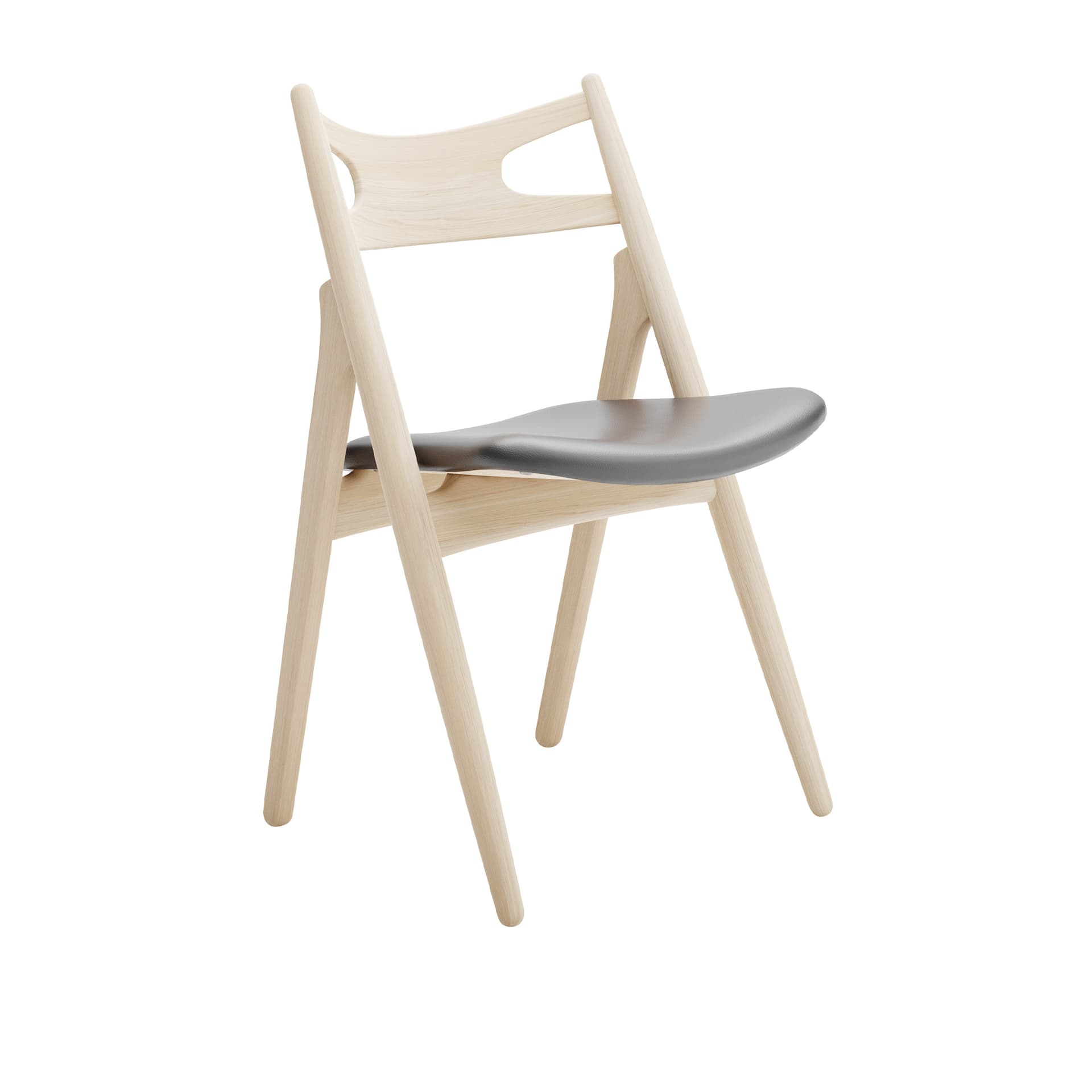 Carl Hansen - CH29P Sawbuck Chair, Tvålad Ek, Lädergrupp B Thor - 359 - Spisestoler - Hans J. Wegner - Tre farget - Lær/Tre
