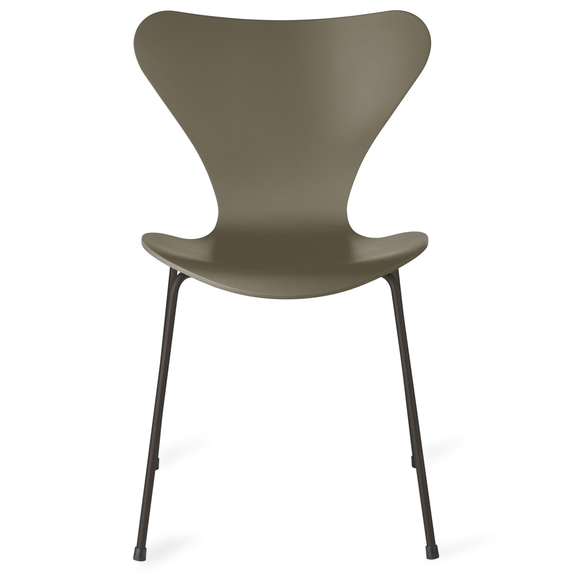 Fritz Hansen - Series 7 stol 3107 bøkfiner stålunderstell varm grafitt olive green - Spisestoler - Arne Jacobsen - Grønn - Metall/Tre