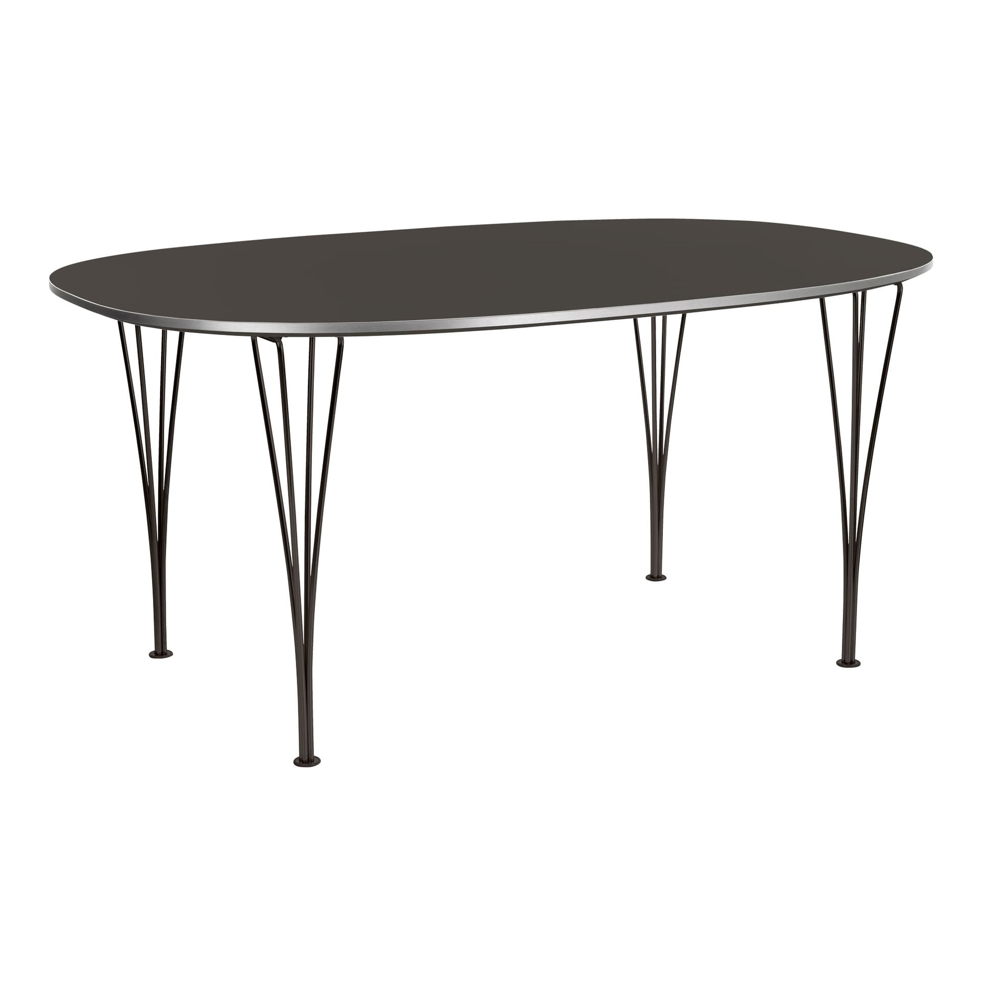 Fritz Hansen - Superellips B617 – 300x130 cm Grey/Warm Graphite - Spisebord - Arne Jacobsen,Bruno Mathsson,Piet Hein - Grå - Metall/Tre
