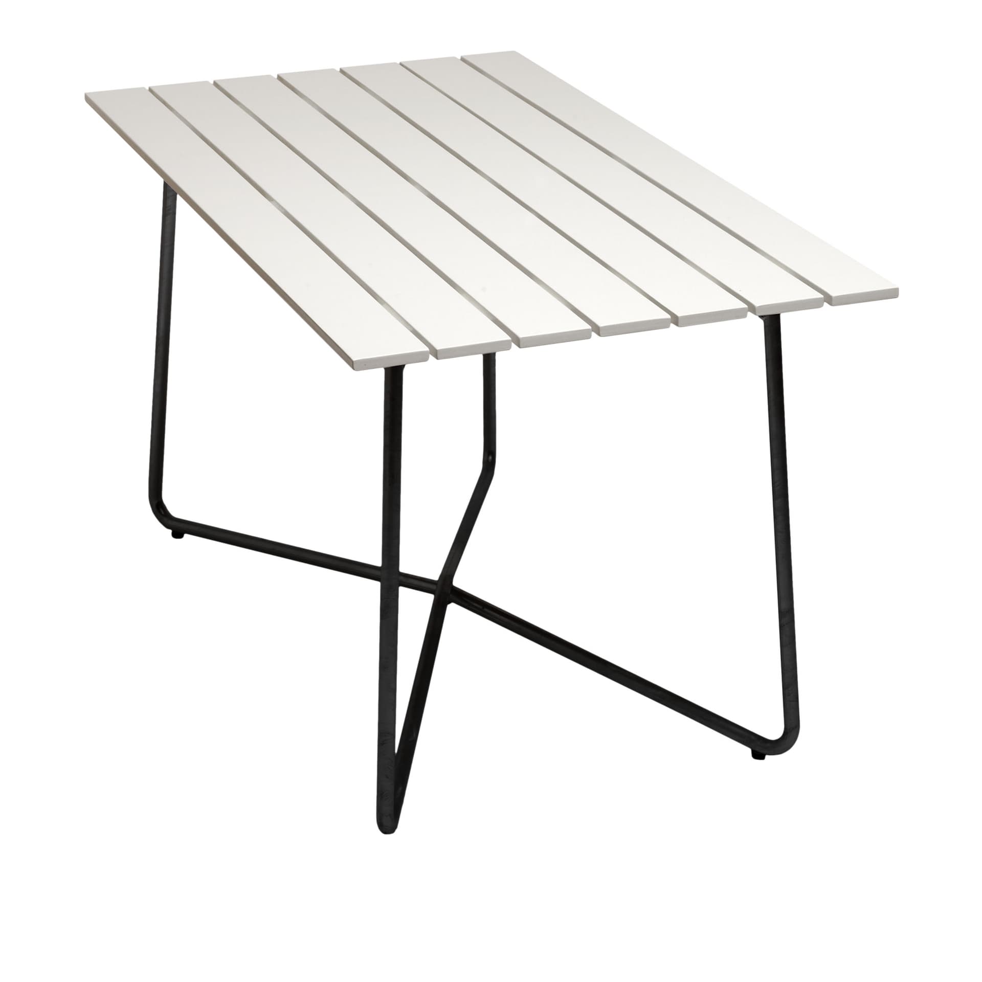 Grythyttan Stålmöbler - Bord B25A 120cm svart stativ hvitlakkert eik - Utendørs spisebord - Hvit