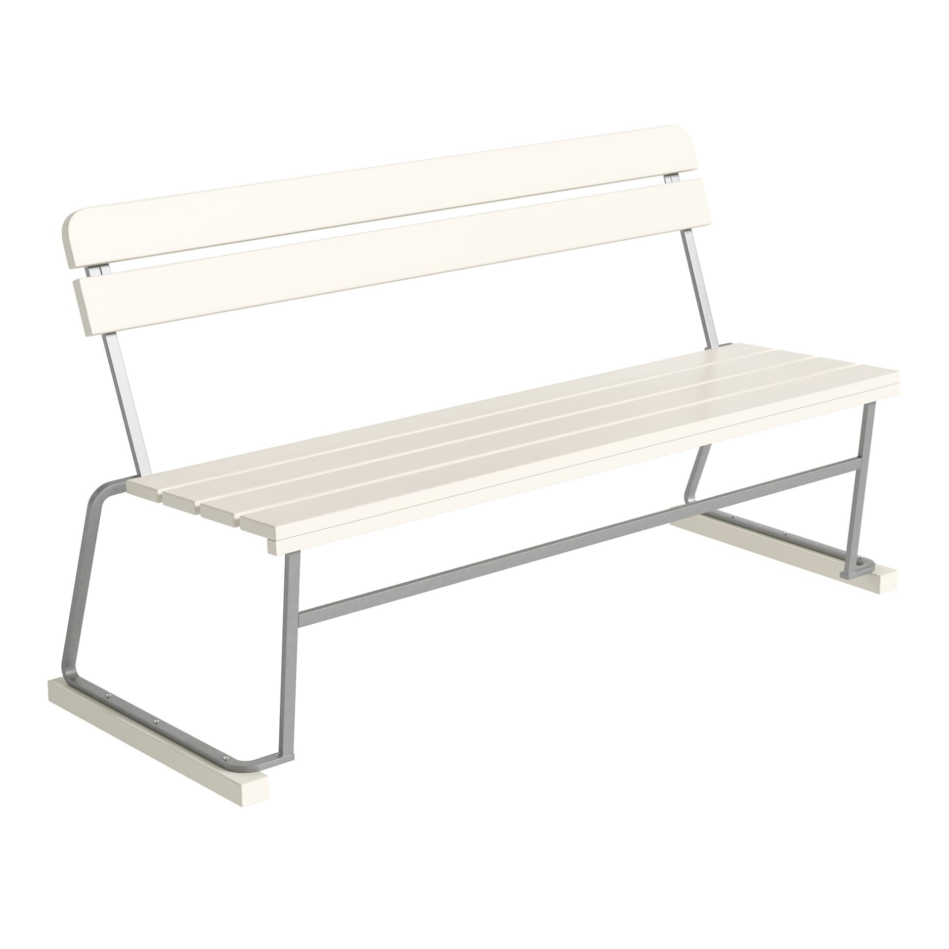 Grythyttan Stålmöbler - Sofa 3 White Lacquered Oak With Hot Galvanized Steel Base - Hagebenker & sofaer - Tre farget