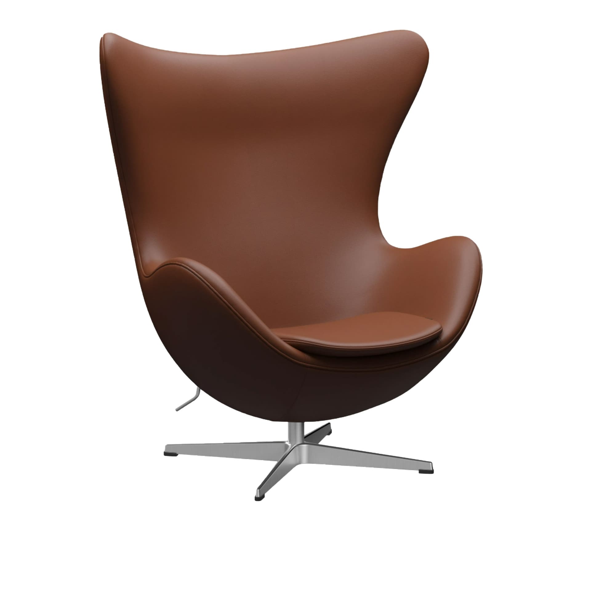 Fritz Hansen - 3316 Ägget, Läder, Aura Cognac - Svingbare lenestoler - Arne Jacobsen - Brun - Lær/Metall/Skum