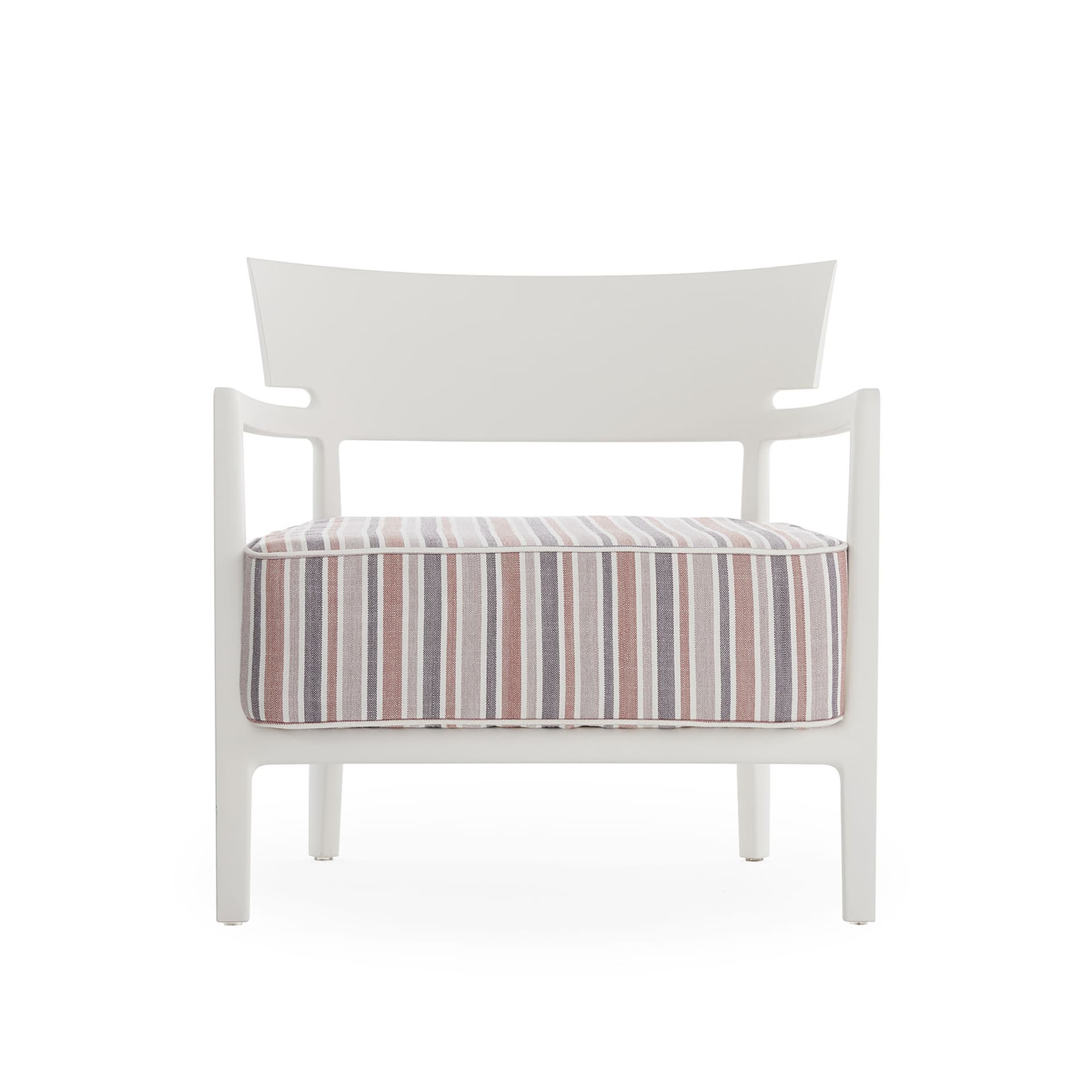 Kartell - Cara Mat Outdoor White/Brick Stripes - Utendørs lenestoler - Philippe Starck - Rød - Tekstilmateriale/Plast