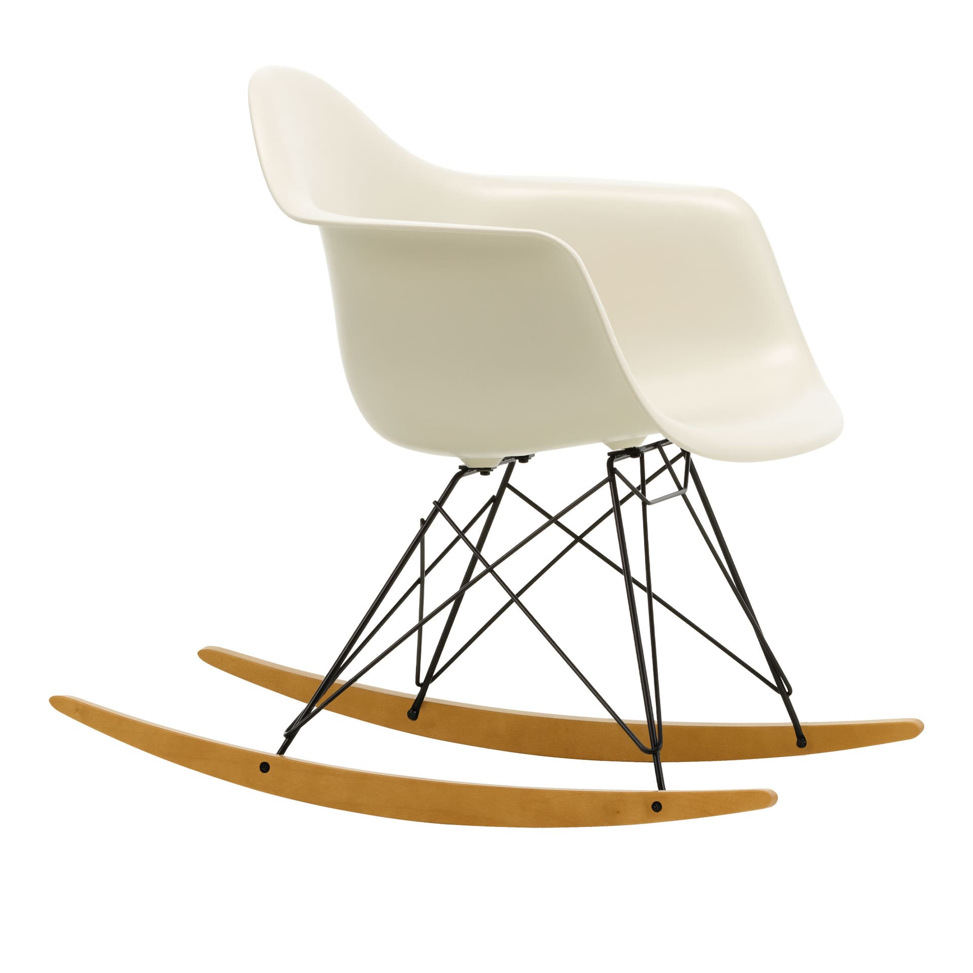 Vitra - Eames Plastic Armchair RAR - 11 Pebble - Basic Dark Base - Golden Maple - Lenestoler - Charles & Ray Eames - Hvit - Metall/Tre/Plast
