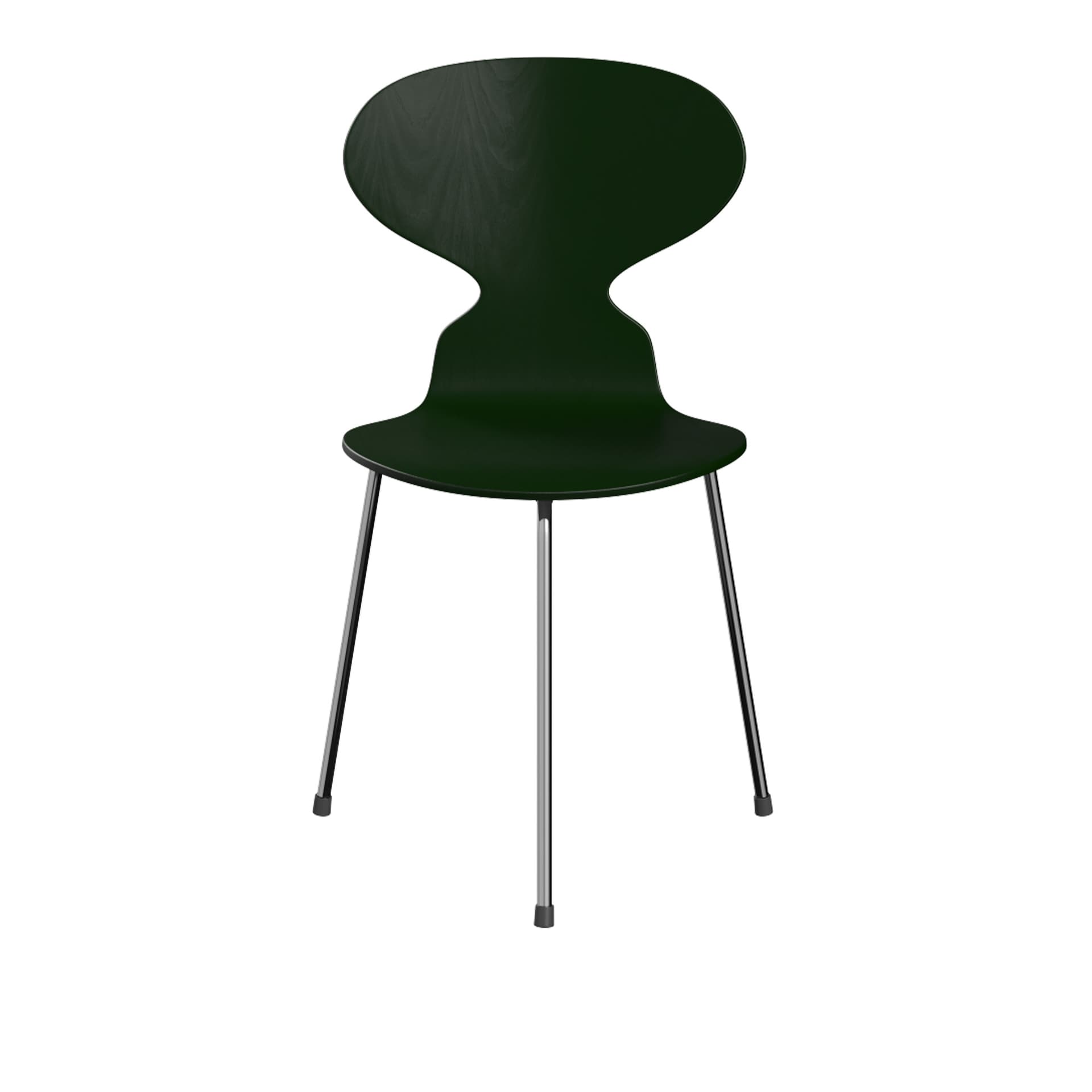 Fritz Hansen - Ant 3100 farget asketrefinér stålstativ krom evergreen - Spisestoler - Arne Jacobsen - Grønn - Metall/Tre