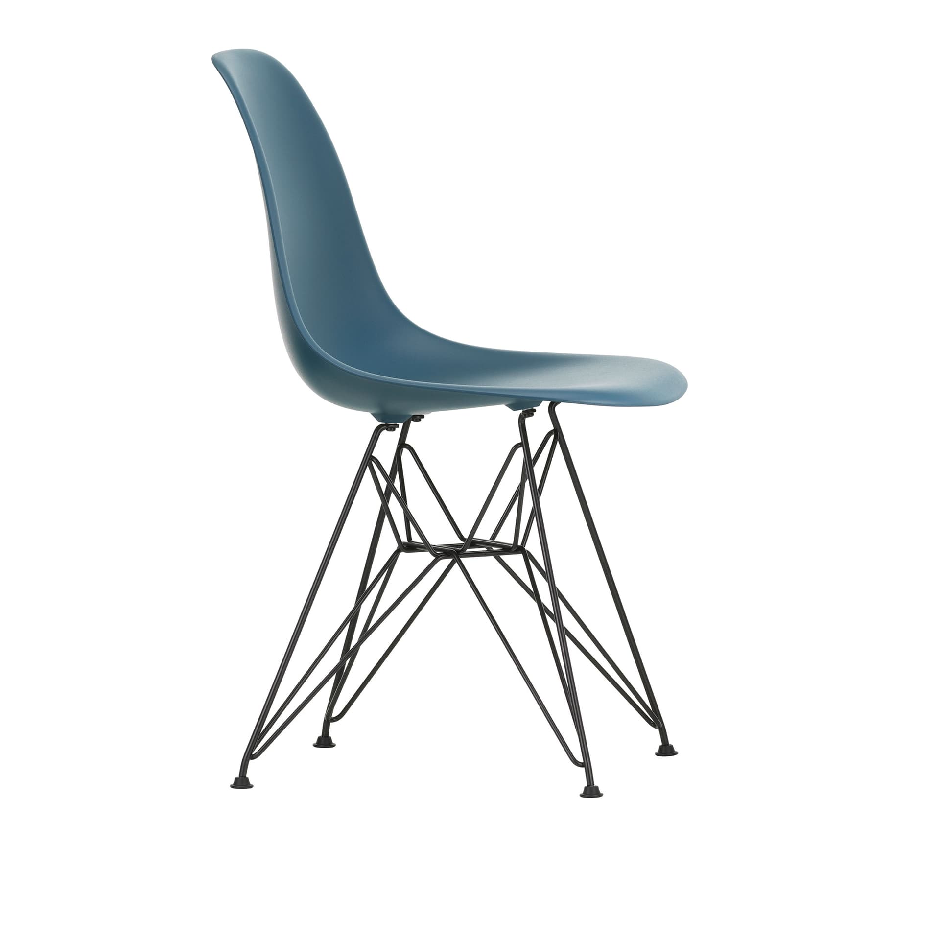 Vitra - Eames Plastic Chair DSR 83 Sea Blue Dark Base - Spisestoler - Charles & Ray Eames - Blå - Metall/Plast
