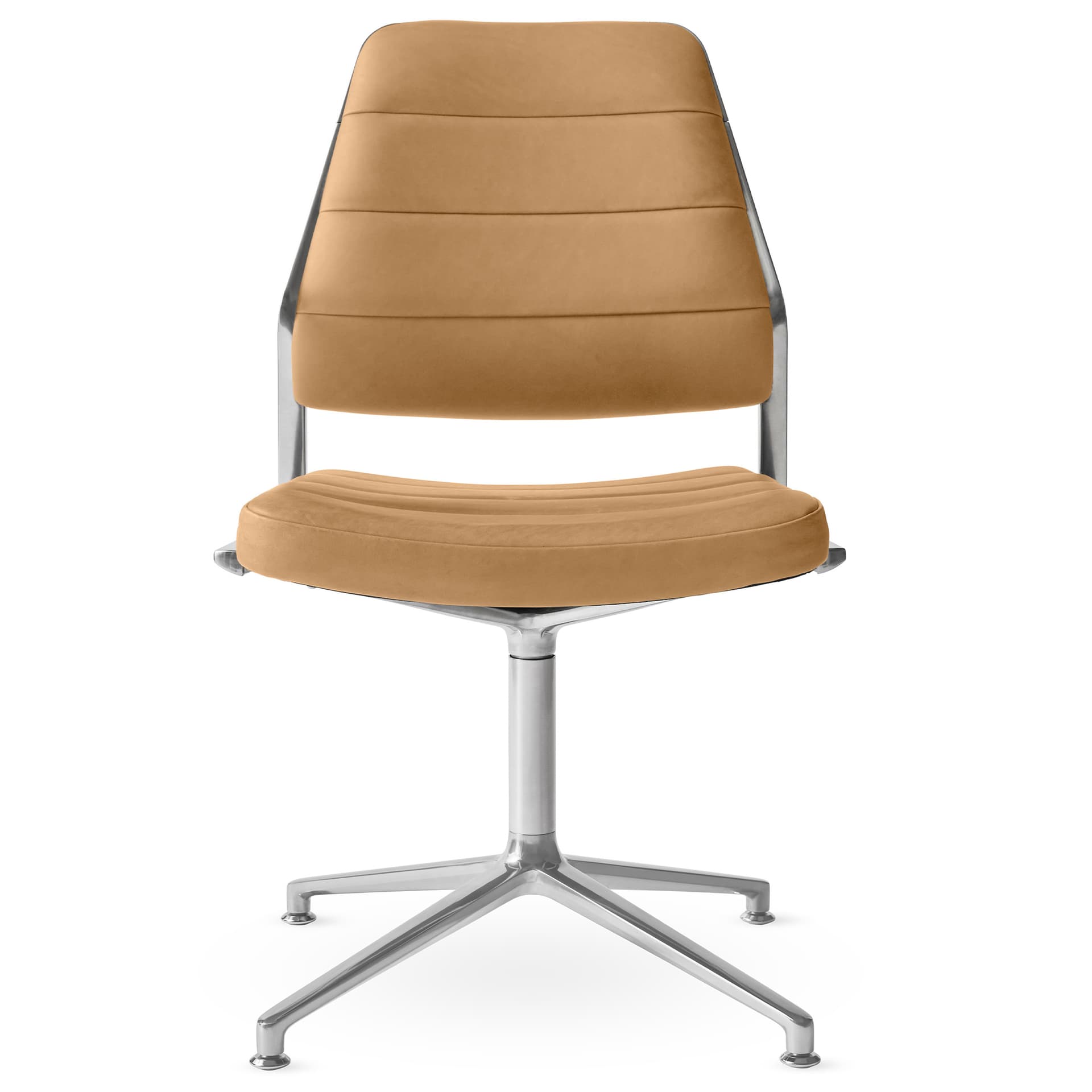 Vipp - Vipp454 Swivel chair, polished, gliders, Camel leather - Kontorstoler