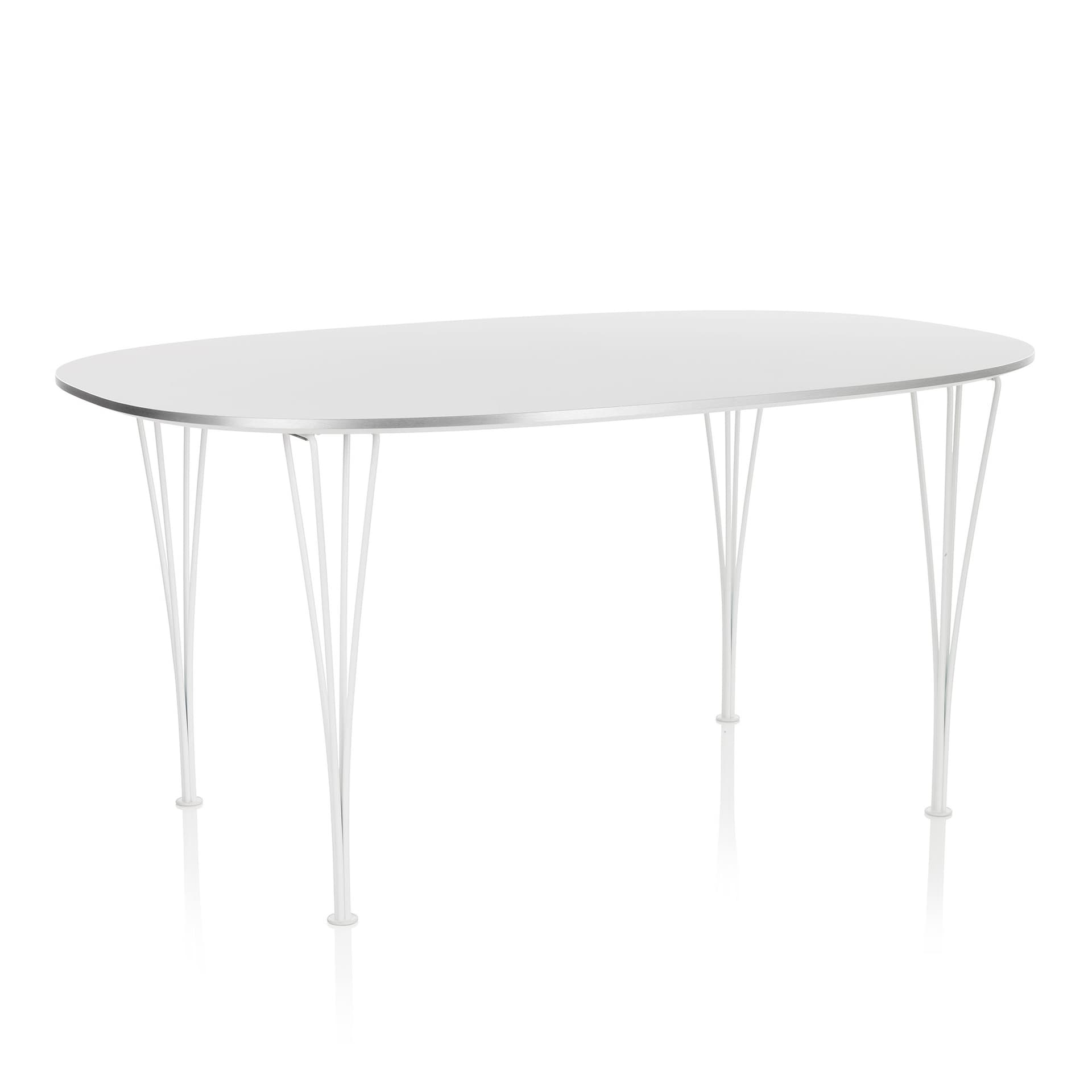 Fritz Hansen - B612 Superellips, 100x150 cm, Laminat, Vit, Vit pulverlack - Spisebord - Arne Jacobsen,Bruno Mathsson,Piet Hein - Hvit - Metall/Tre