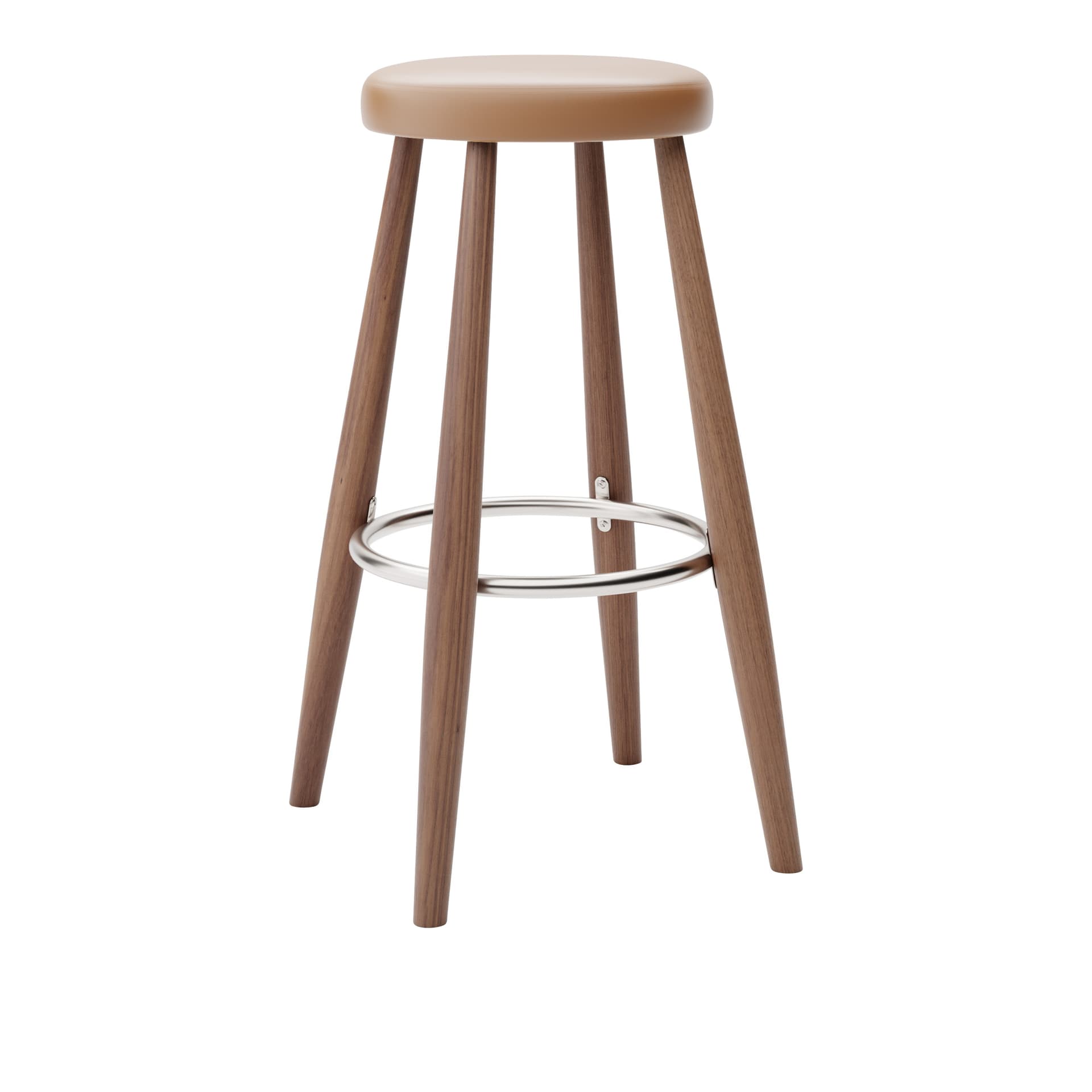Carl Hansen - CH56 High Stool, Oljad Valnöt, Lädergrupp B Thor - 307 - Barstoler & barkrakker - Hans J. Wegner - Tre farget - Lær/Metall/Tre