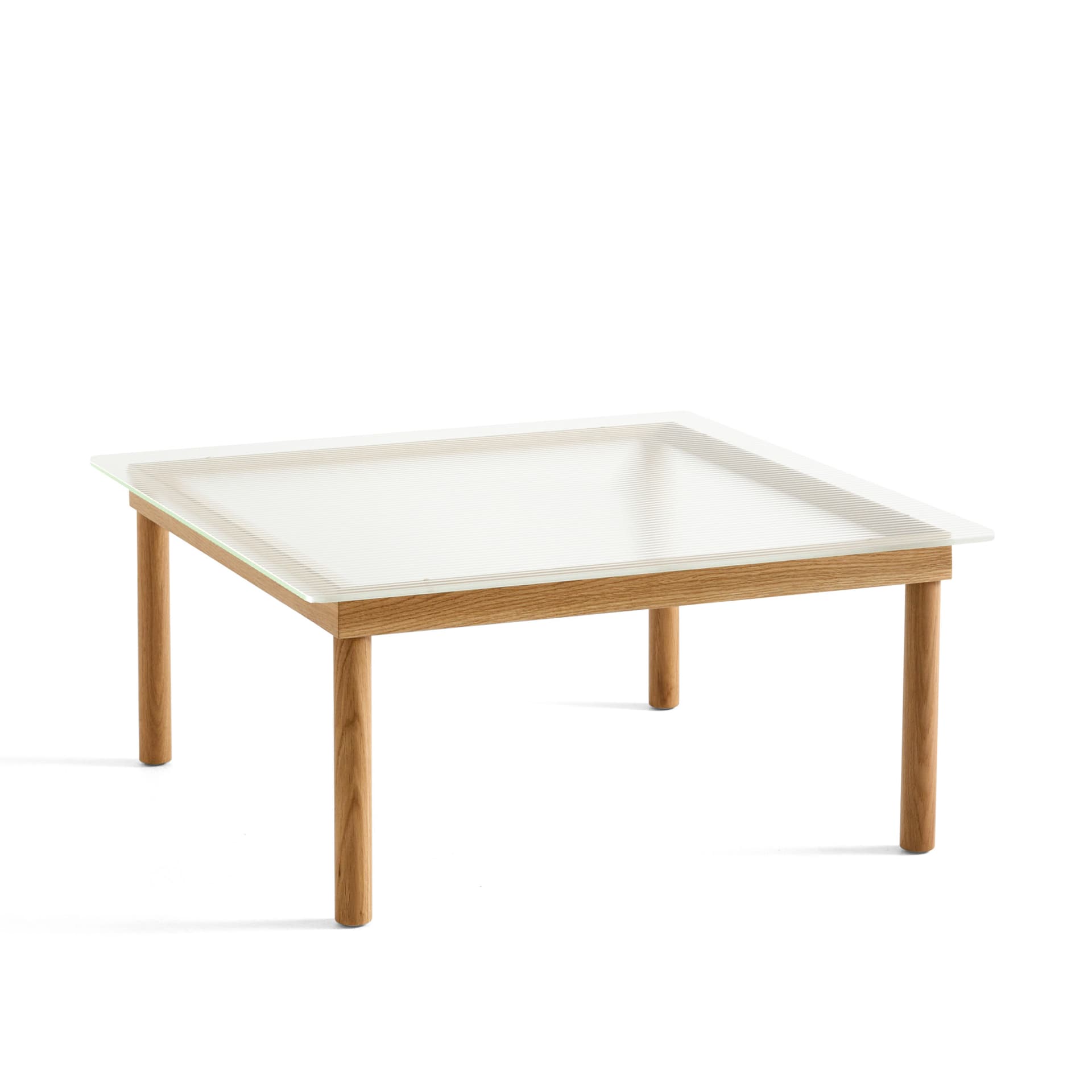 HAY - Kofi Water-Based Lacquered Oak Frame W. Clear Reeded Glass Tabletop 80X80 - Sofabord - Martin Solem - Tre farget