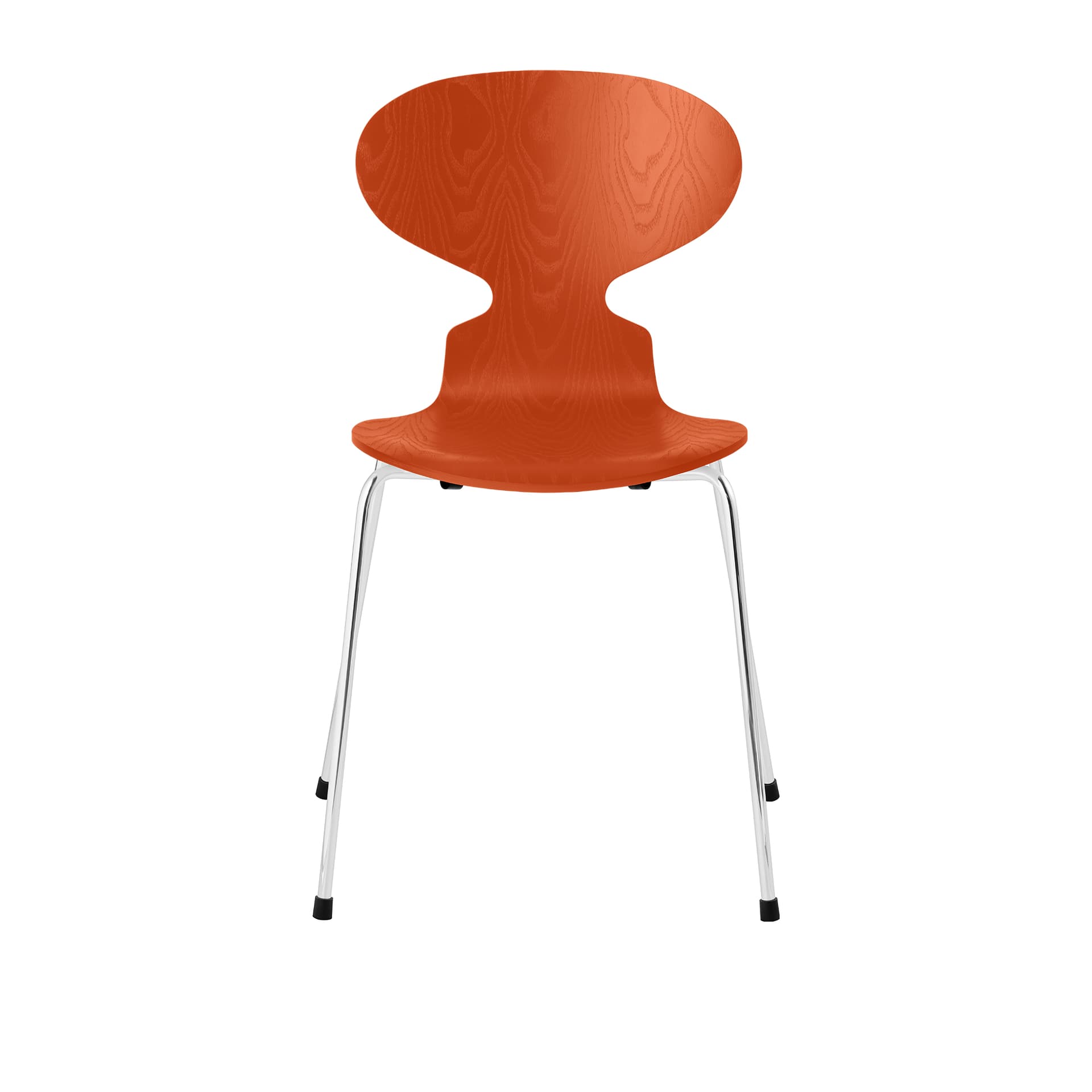 Fritz Hansen - Ant 3101 farget asketrefinér stålstativ krom paradise orange - Spisestoler - Arne Jacobsen - Oransje - Metall/Tre