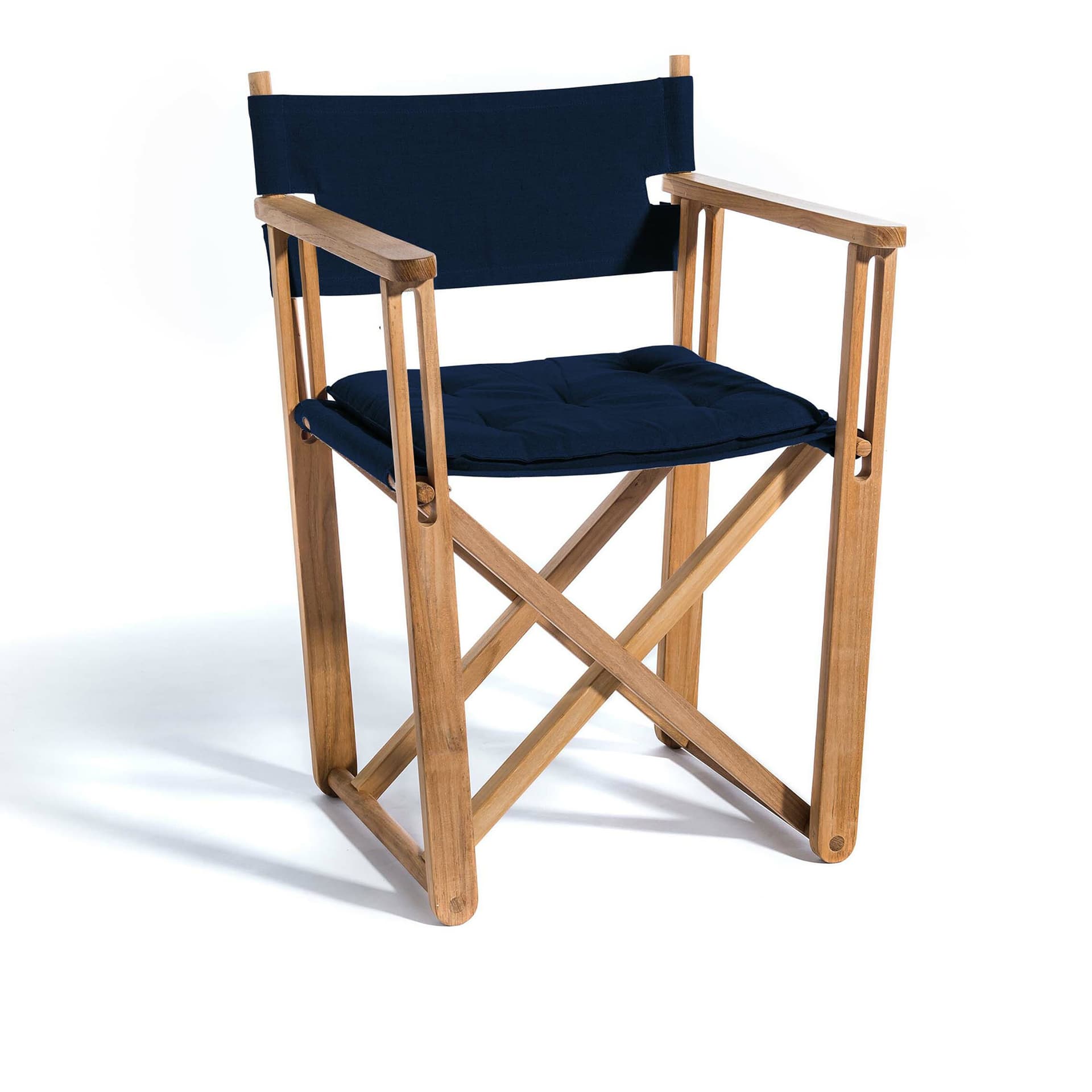 Skargaarden - Kryss Dining Chair, Teak, Navy Blue Fabric - Utendørs spisebordstoler - Björn Hultén - Blå