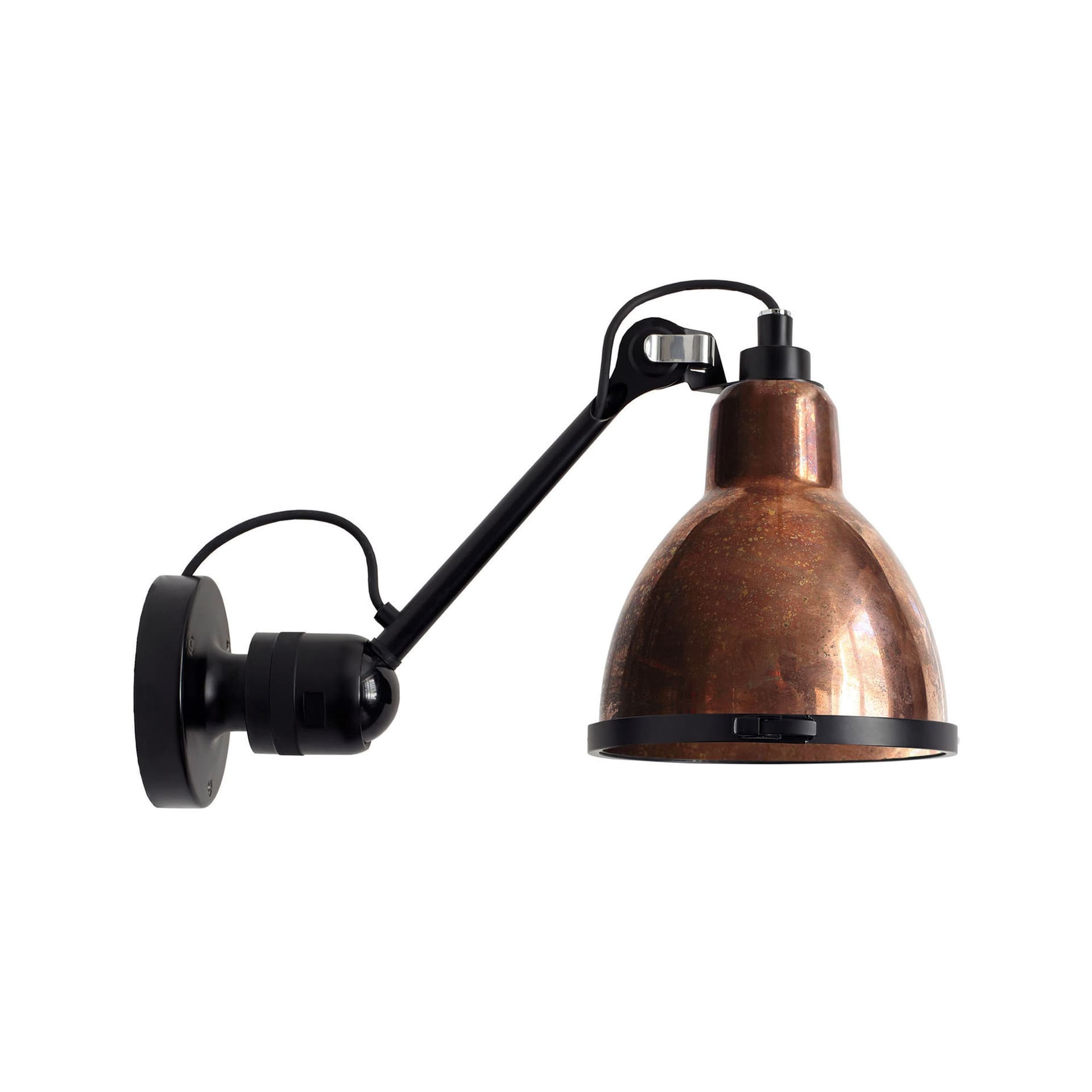 DCWéditions - Lampe Gras No 304 XL Outdoor Seaside Round Black/Raw Copper - Utendørs vegglamper - Bernard-Albin Gras - Kobber - Glass/Metall/Syntetisk materiale