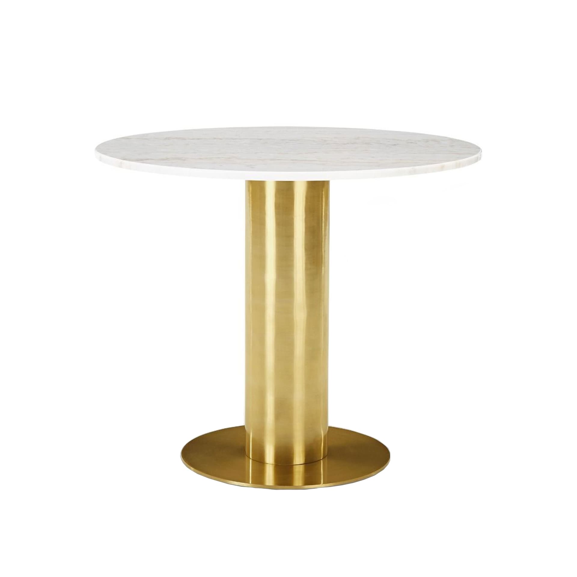 Tom Dixon - Tube Table, Rund toppskiva i marmor Ø90 - Vit - Spisebord - Hvit - Metall/Stein