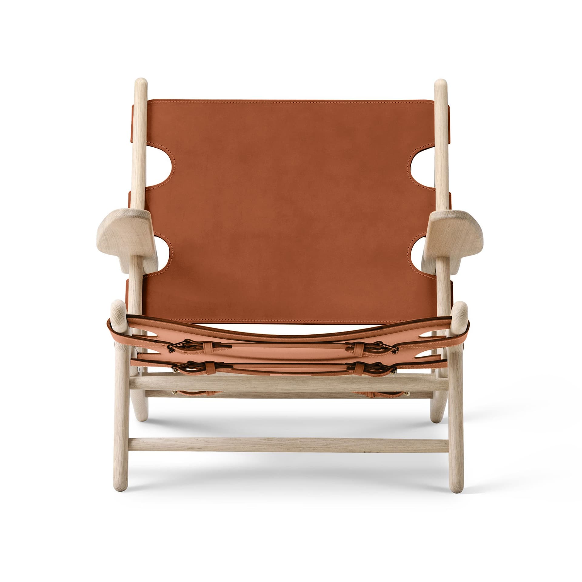 Fredericia Furniture - The Hunting Chair Oak soap / Cognac leather - Lenestoler - Børge Mogensen - Brun - Lær/Tre