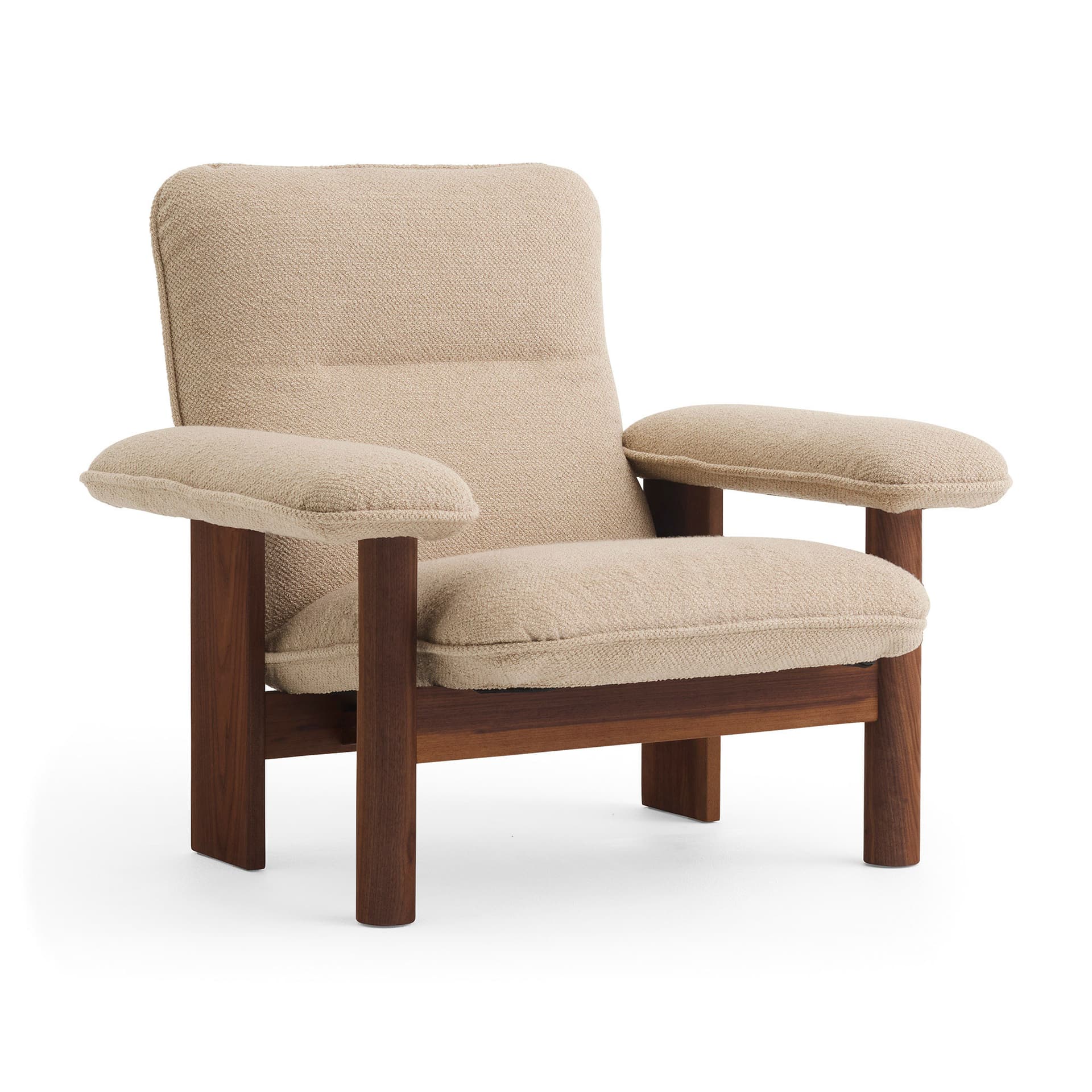 Audo Copenhagen - Brasilia Lounge Chair Solid Walnut Fabric Cat. 0 Boucle Col. 02, - Lenestoler - Anderssen & Voll - Tre farget - Tre/Tekstilmateriale/Skum