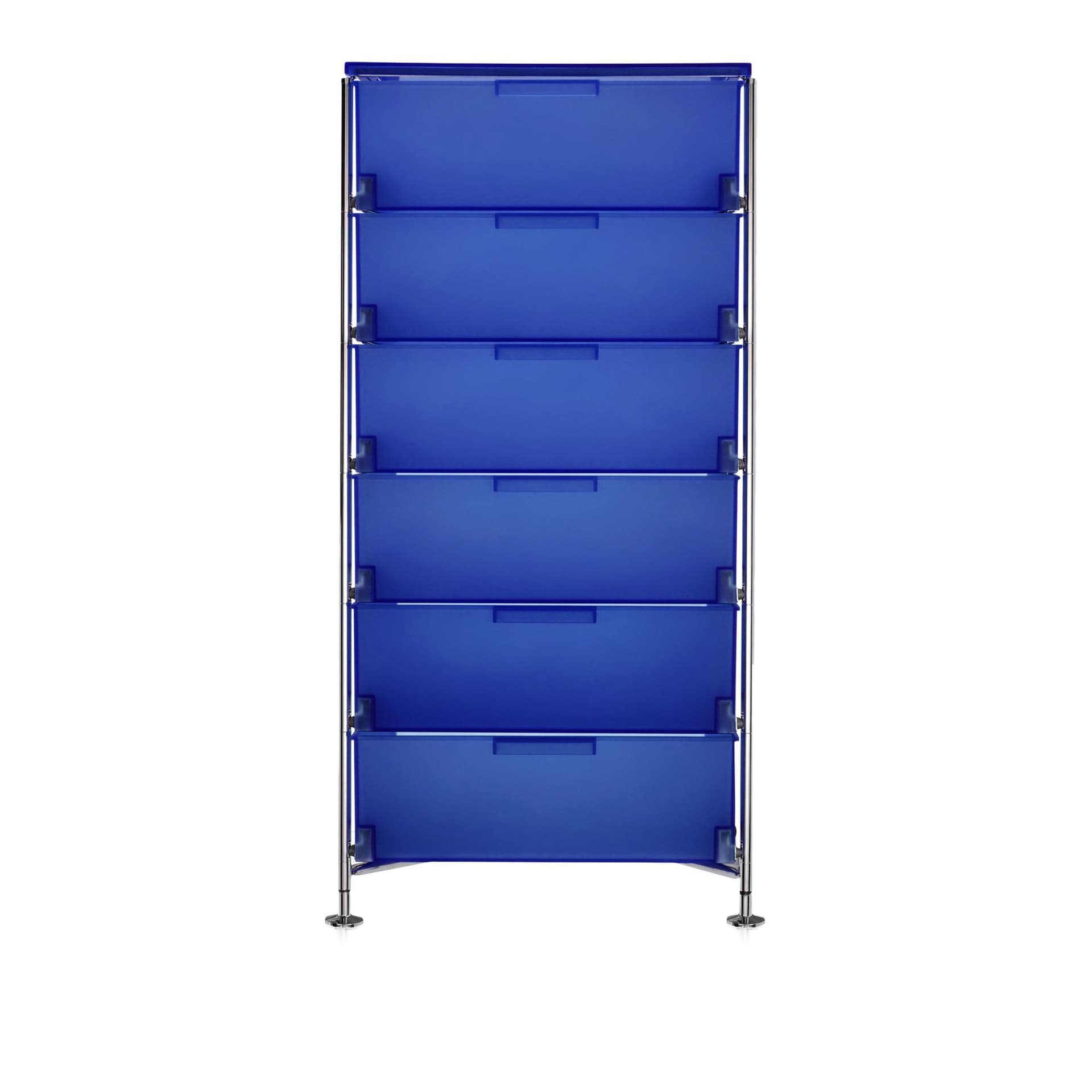 Kartell - Mobil System 2041, Cobalt, 6 Containers, Feet - Skuffeseksjoner - Antonio Citterio - Blå - Metall/Plast