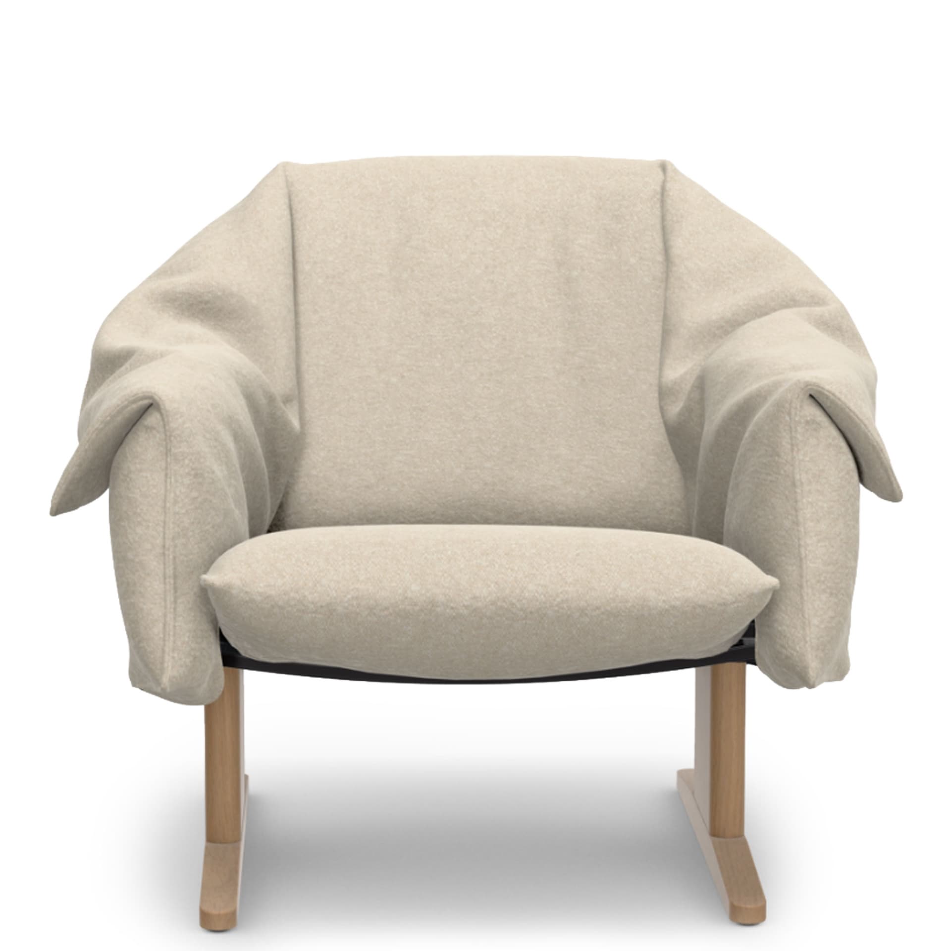 Vitra - Bascule Lowback loungestol Nubia Cream Pearl / eik - Beige - Bouclé