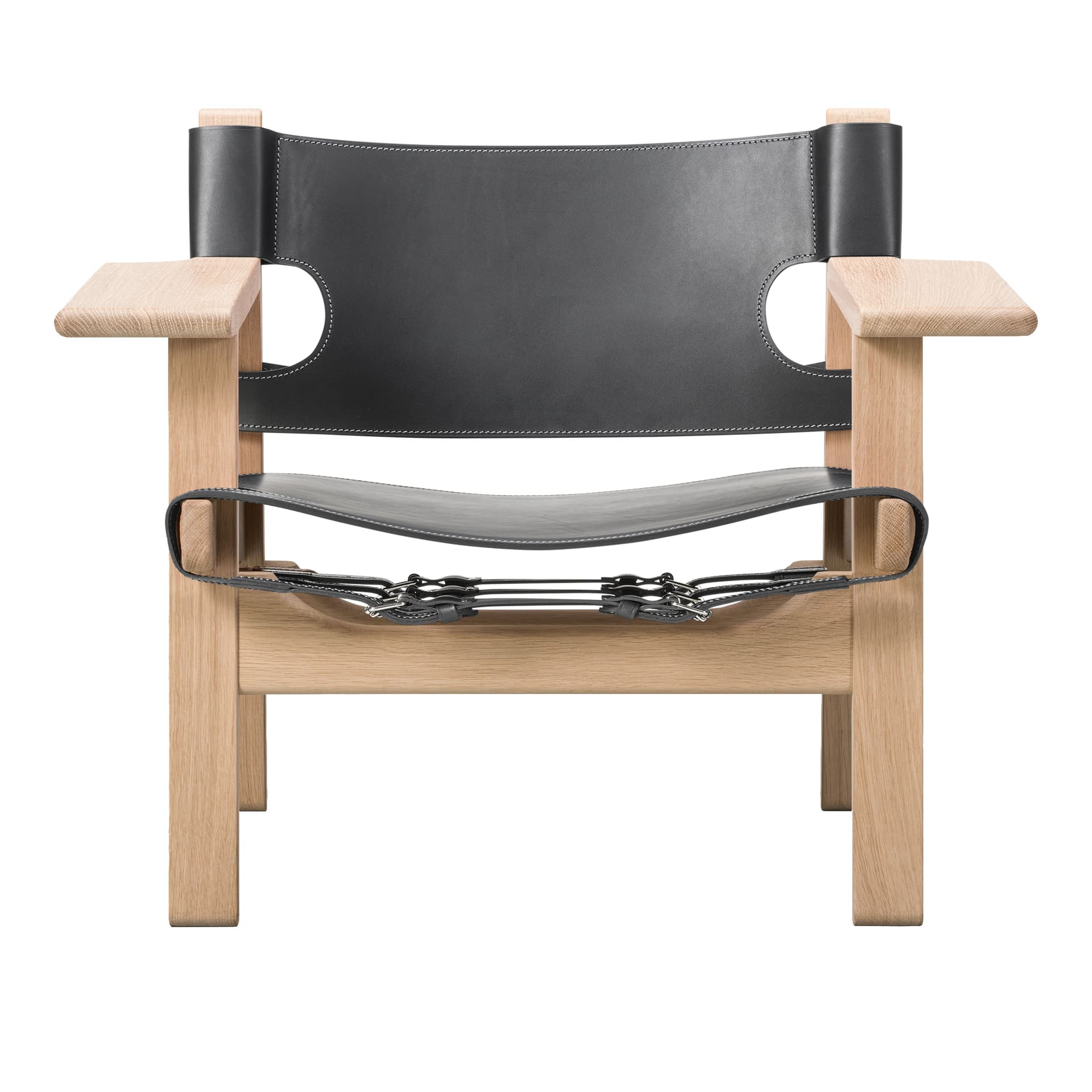 Fredericia Furniture - The Spanish Chair, Såpad ek, Svart läder - Lenestoler - Børge Mogensen - Svart - Lær/Tre