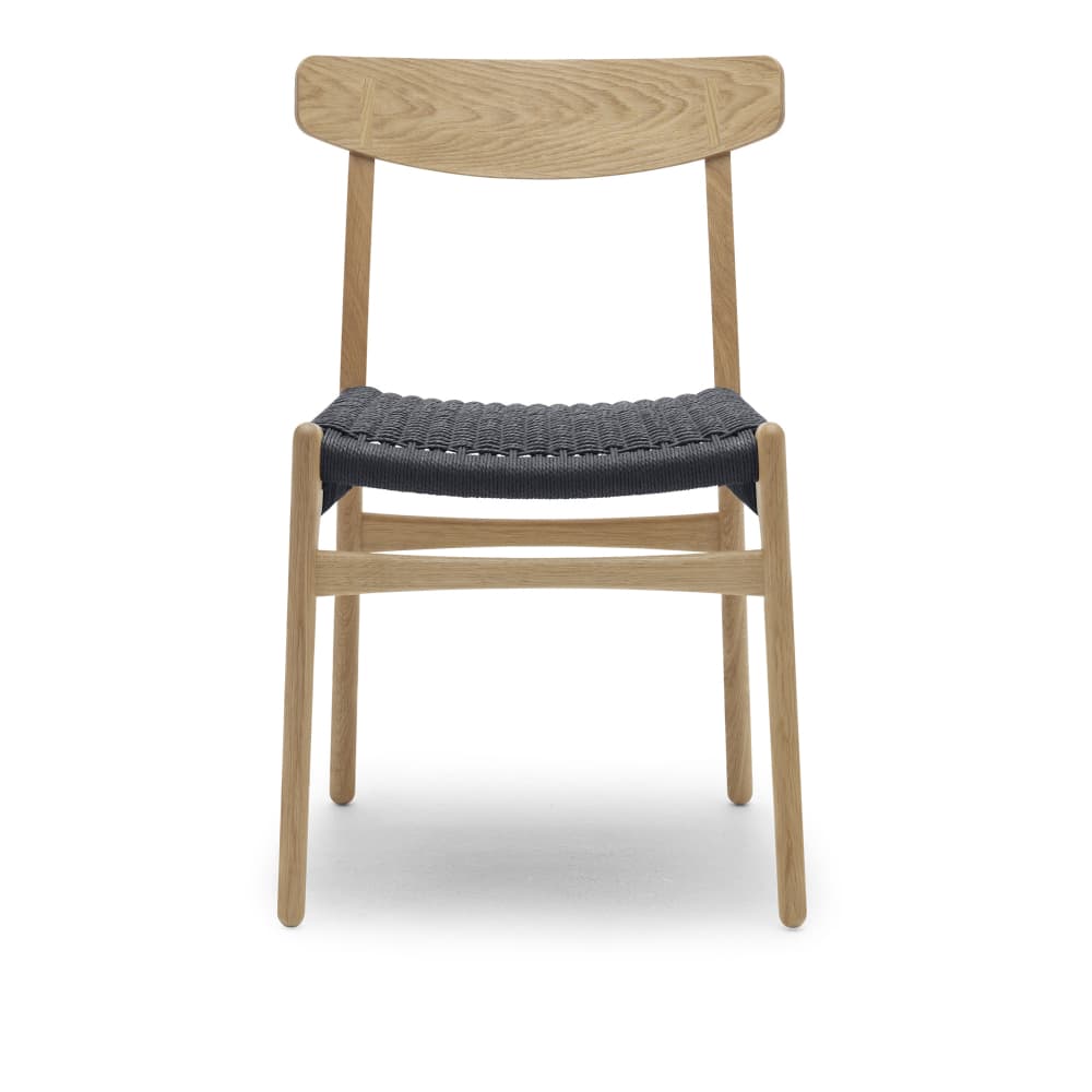 Carl Hansen - CH23, Oljad Ek, Svartflätat papperssnöre - Spisestoler - Hans J. Wegner - Tre farget - Papir/Tre