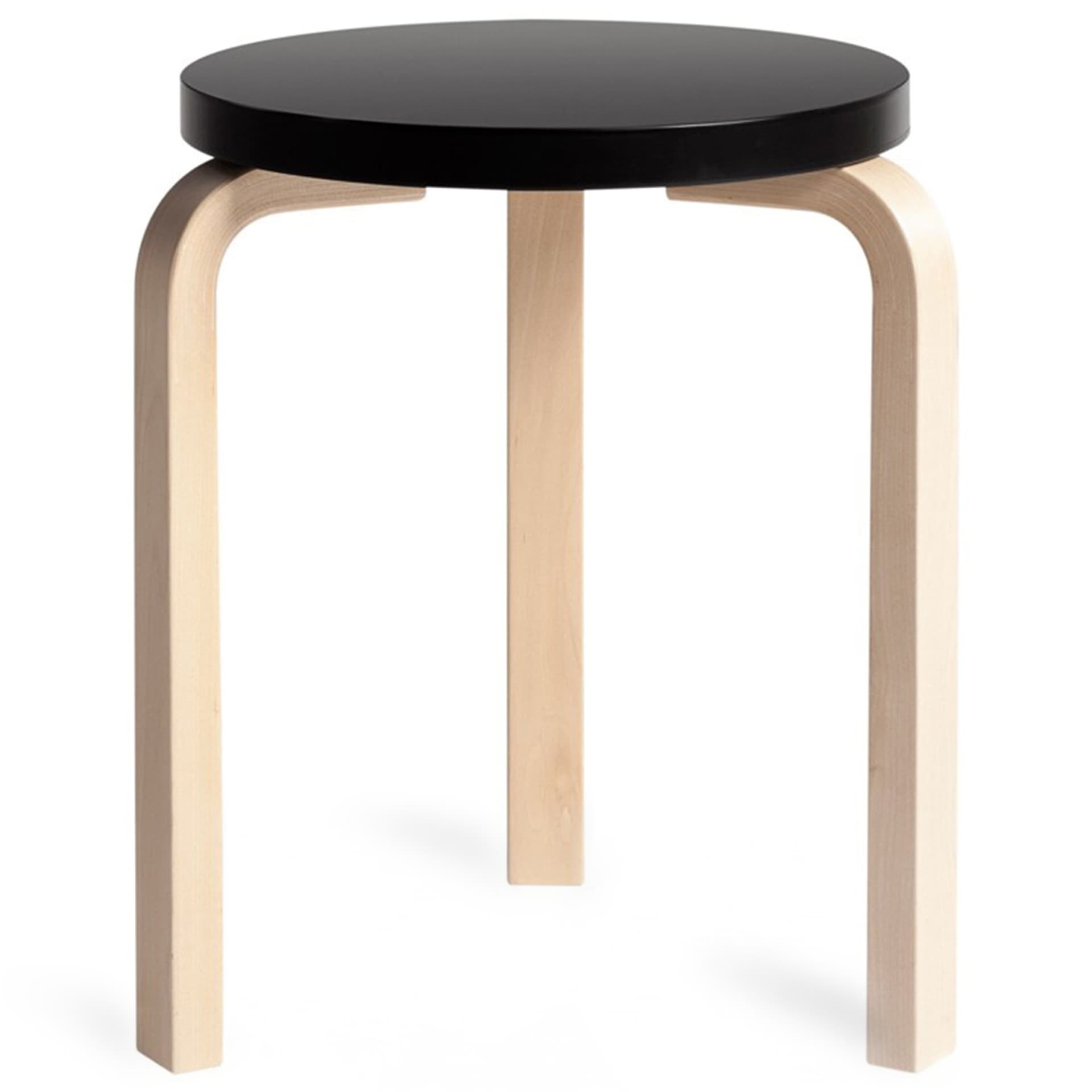 Artek - Pall 60 Klarlackade Ben Lackad Svart Sits - Krakker - Alvar Aalto - Tre farget